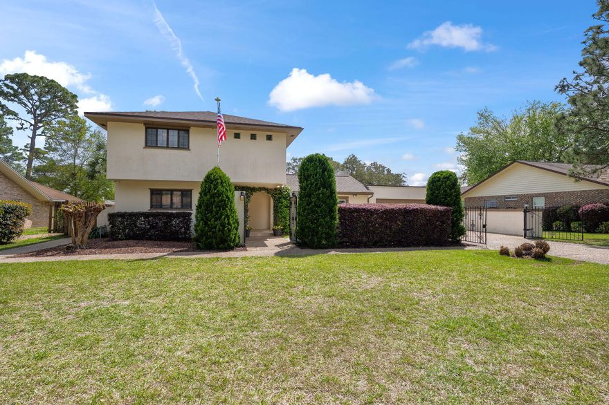 Private Mediterranean villa meets elevated luxury in this 5BR, 3BA home within Shalimar's highly sought-after Lake Lorraine Estates. The crown jewel: a backyard oasis complete with golf course views, Florida room, pool, hot tub, and large grass area--all to be enjoyed from the master suite's private balcony, a part of a brand new custom deck. Step inside to a window-to-wall recent renovation with vaulted ceilings, exposed wood beams, upgraded modern bathrooms, devoted laundry room / pantry, and custom chef's kitchen, plus fresh paint and upstairs carpet as of March 2025. Just 7 minutes from Eglin AFB, 18 minutes from Hurlburt Field, and 16 minutes from the Emerald Coast's white sandy beaches. NOTE: assumable 2.75% for military buyers! Contact listing agent for specifics!