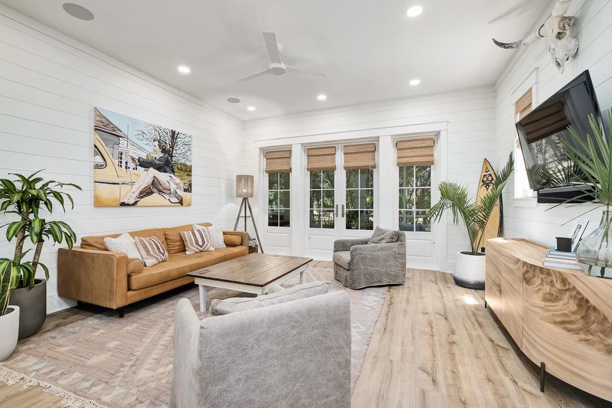 Rare opportunity to buy in Watersound West Beach. This new, custom home, designed by Rick Lowe Architecture and built by Ryan Harp Construction, is located in the exclusive neighborhood of Watersound West Beach on the south side of 30a. Thoughtful touches abound in this charming cottage. Featuring three bedrooms, plus additional large bunk or flex room, four and a half baths and 2,602 square feet, it is perfectly suited for an end user, second home buyer, or as an investment opportunity. With features such as 10' ceilings, shiplap, a chef's kitchen with Kitchenaid professional appliances and quartz countertops, artisan tile in all bathrooms, and designer light fixtures, the attention to detail is evident throughout.