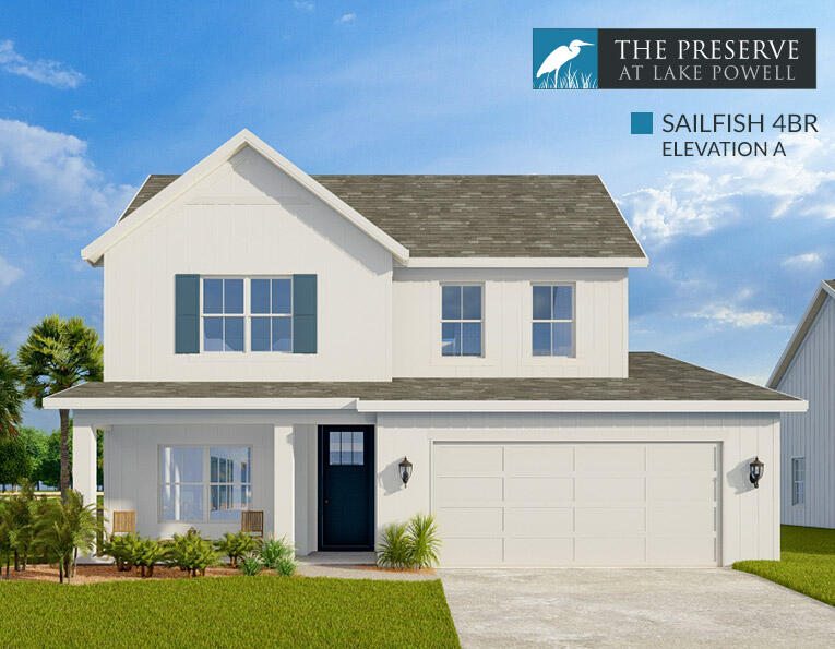 Enjoy the Inlet Beach lifestyle for a fraction of the price! The Preserve at Lake Powell is a coastal community located on the west end of Panama City Beach. We have 40 new lot/home packages to choose from and 4 floor plans. This premier development is only a short drive to the largest public beach access in Walton County, the public boat launch at Lake Powell Park, 30 Avenue for shopping & entertainment, Camp Helen State Park, and Rosemary or Alys Beach. Coastal style homes featuring quality materials, bold features, and versatile design are the centerpiece of this serene residential retreat. This Sailfish floor plan features 4 bedrooms, 4 baths, 2,716 sq ft, 2-car garage, covered porch (option to extend), and a study. Standard features include scratch resistant laminate hardwood flooring, cabinets with soft close doors & drawers, granite countertops (can upgrade to Quartz), and more. Upon entry you are welcomed into the foyer which leads directly to the kitchen and open living & dining areas. Several windows bring in lots of natural light giving the space a great ambiance.
The kitchen features a large center island with breakfast bar, stainless steel appliances, cabinets with soft close doors & drawers, granite countertops & backsplash, and a separate pantry. There is an option to upgrade to the gourmet kitchen.
The spacious master suite is located on the first floor and features a luxurious en-suite master bath with double vanities, walk-in tile shower, oversized walk-in-closet, and a separate water closet. In lieu of a study, you can opt for a bedroom located just off the foyer at the front of the home giving the master extra privacy.
The second level features three generously sized bedrooms two with walk-in closets and a shared bathroom. The fourth bedroom has an en-suite bathroom. The second level also offers a spacious loft, great for reading, gaming, or just relaxing.
This is your opportunity to own a brand new coastal home located in the heart of what makes the Emerald Coast famous. The Preserve at Lake Powell is ideally located with quick and easy access to outdoor activities such as biking, hiking, kayaking, paddle boarding, boating, and fun beach days. There are currently homes under construction and several available lots. Choose your lot and the features/options of your Sailfish floor plan today! Full packages are available upon request. We look forward to helping you find an amazing property with a million dollar lifestyle at a fraction of the price!
**Pricing is subject to change based on additional upgrades being added during the construction process.**