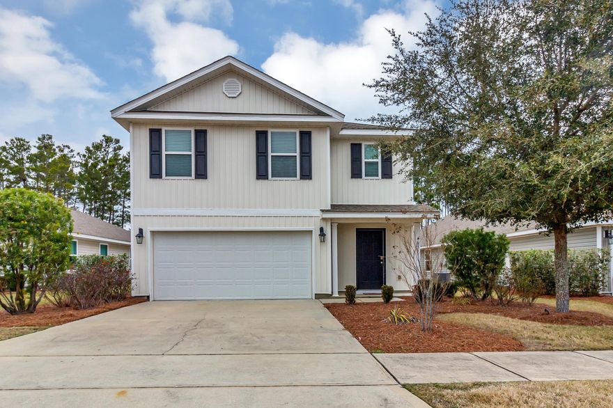 Come check out this home in Crescent Mill, in Hammock Bay! This highly desired Robie plan offers, a two story home with 5 bedrooms and 3 bathrooms. The large kitchen has a large center island, beautiful, stained cabinetry and walk-in pantry. The appliances include range, dishwasher, refrigerator and microwave. With vinyl flooring in all the downstairs areas plus the wet rooms and newly carpeted bedrooms and common areas upstairs. Upstairs you will find four bedrooms to include the master bedroom, a loft area and the laundry room(washer and dryer included). The master bedroom has a large walk-in closet and master bathroom has a separate shower, double vanity and garden tub. This is a beautiful home and is well laid out floor plan allowing for plenty of natural light. Outside enjoy your back yard from your patio, plus lawn care is covered by your HOA fees! Conveniently located a hop skip and a jump to the white-sand beaches and emerald waters of the Gulf of Mexico along Scenic Highway 30-A, Destin, major airports, and Eglin Air Force Base! 