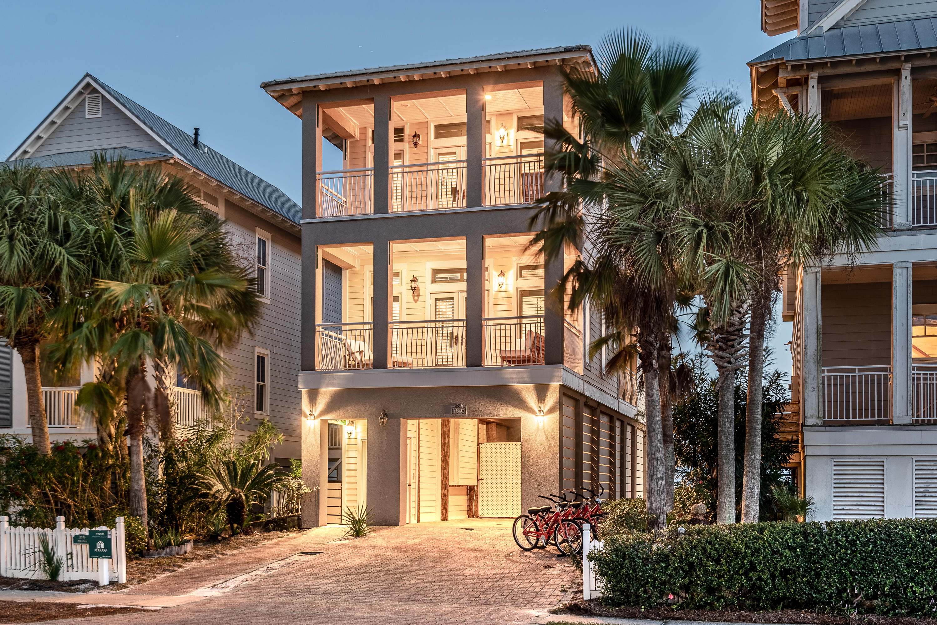 This exquisite 3/3 (with a bunk room) custom beachside retreat is a RENTAL MACHINE. Features views of the Gulf of Mexico, East Pass and Coastal Dune Lake. $68K income in 2019 with confirmed bookings of $69K so far for 2020!! Complete with everything you would want in a beach home community including 24 hour manned security, two pools (one heated), spa, shuffleboard, basketball goal, tennis courts, gas grills, village green, tram service and over 3000' of beach front! This coastal cottage offers spacious, south facing 2nd and 3rd floor covered porches that are perfect spots for bird watching or for just relaxing to watch the beautiful sunsets that Destin is known for. All floors accessible by in-home elevator.
