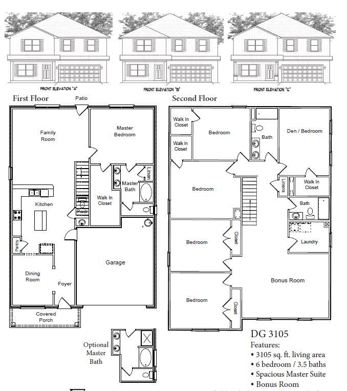 TO BE BUILT, Est Completion Fall 2025. Welcome to HIDDEN PINES by Adams Homes. Located just 30 minutes to Navarre Beach, with close proximity to schools, shopping and much more. This home is 3-sided brick with Hardi design front, 2 car automatic garage, sprinklers with timer, and a sodded yard with a landscaping package. This must see 3105 sq ft home has 6 bedrooms, a bonus room and 3 and a half bathrooms! The first floor master bedroom has a massive walk in closet and ensuite with garden tub.
