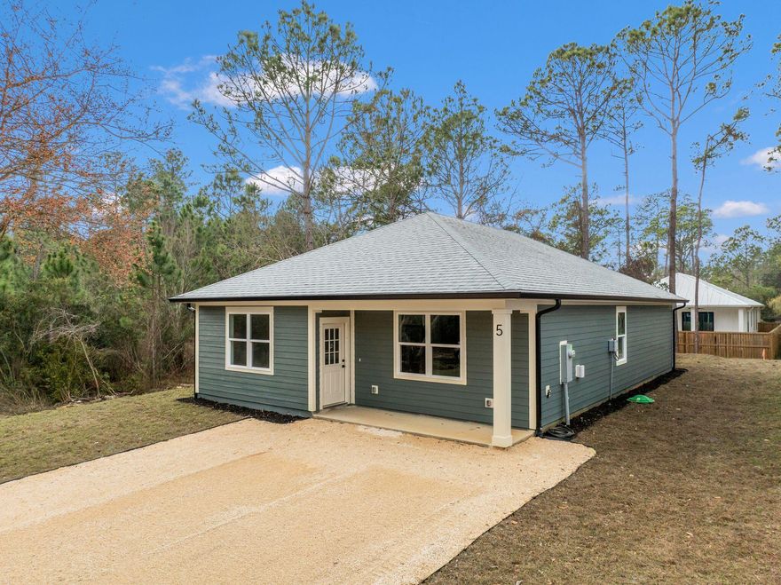Discover coastal comfort in this brand-new 3-bedroom, 2-bath home located in Santa Rosa Beach, thoughtfully designed for functionality and everyday living.Inside, the open floor plan features granite countertops, luxury vinyl plank flooring, modern cabinetry, and well-appointed finishes throughout, creating a clean and inviting space perfect for relaxing or entertaining.Conveniently situated with access to area amenities and nearby beaches, this home provides a practical living opportunity in a developing neighborhood.