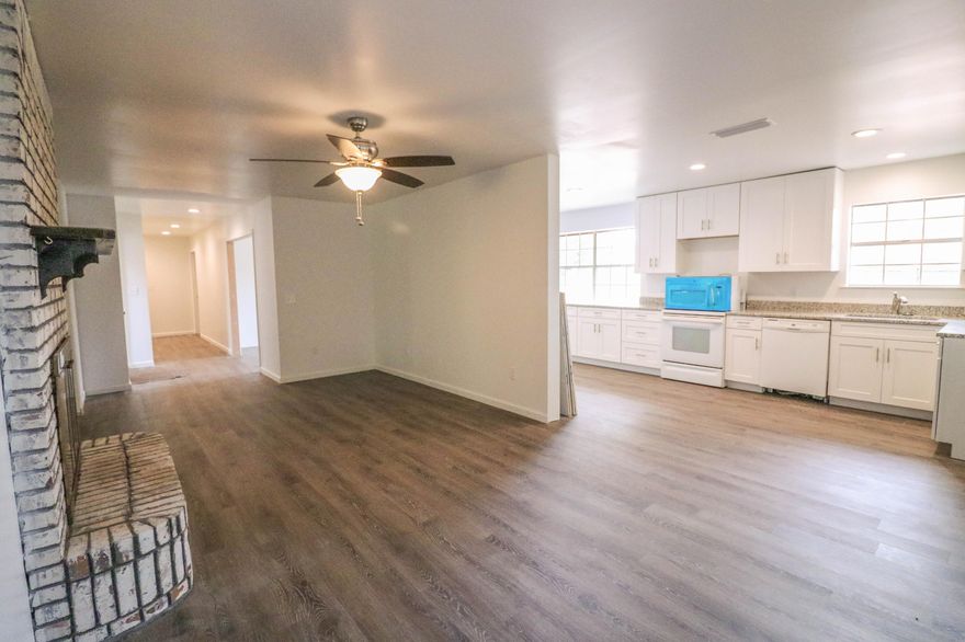 Renovation near completion! Owners offering A ''HOME WARRANTY'' PLUS $10,000 CONCESSION so you can make it your own. CLOSE BY 8/9/17 GET AN ADDITIONAL $1000 seller concession! Complete ELECTRICAL REWIRE TO CODE with new Breaker Box inside & out! Roof replaced in 2013 with 40 yr, energy efficient shingles, NEW Attic Fans, NEW green fiber cellulose insulation in ceiling & attic! NEW Duct work throughout. All exterior walls have NEW R13 Pink Panther insulation & drywall has been replaced. Entire home freshly painted. NEW vinyl oak plank flooring in living areas & baths, NEW carpet & padding in bedrooms, 3 NEW sets of French Doors with enclosed mini-blinds! NEW SOFT CLOSE SHAKER CABINETS, GRANITE COUNTER TOPS & NEW SINKS installed in Kitchen & Baths. All interior doors & Toilets are NEW.