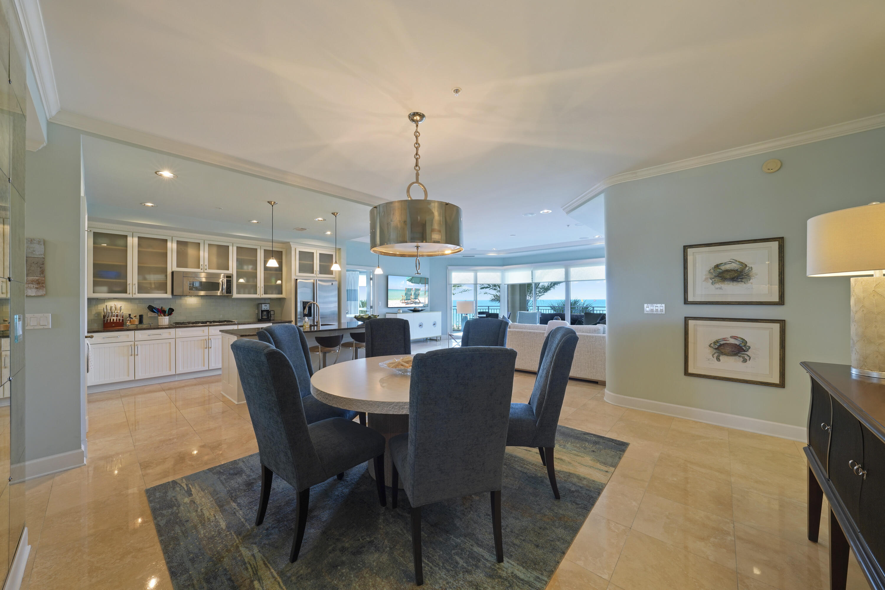 Experience the ultimate beachfront lifestyle in this exquisite, rental restricted, 3 bedroom, 3 bathroom condo in the heart of Miramar Beach. This stunning condo boasts 2,320 sq. ft of living space with breathtaking views of the Gulf of Mexico and offers unparalleled luxury and comfort. This Villa in Grand Dunes is well maintained and perfectly located on the 2nd floor, giving it a 3rd floor elevation and the views are fantastic! It will convey furnished with some exclusions of living room rug and personal items. As you enter the condo, you will be greeted by an open concept living space, which is perfect for entertaining guests. The living area features floor-to-ceiling windows that let in plenty of natural light, and offer panoramic views of the emerald, green waters of the Gulf. Features of this Villa include: private entry foyer, 9.5 ceilings, 8ft. interior doors leading to the Primary and Gulf front guest, honed, sealed & polished travertine flooring in foyer, living area, kitchen, hallways, and baths, can lighting throughout all living areas, and remote controlled privacy shades in the living and Gulf front room. This beautiful Villa's HVAC system was replaced in 2019 and the Hot Water Heater was replaced in 2017.
This beautiful Villa also features a gorgeous Chef's kitchen with granite countertops, custom cabinetry with ''soft close'' drawers, subway tile backsplash in the kitchen, premium stainless-steel appliances, "GE Profile" fridge, 5 burner natural gas cooktop, wine cooler, and ice icemaker. The Primary Suite is a true oasis that offers: "His & Hers" walk-in closets, trayed and coffered ceilings, and a sitting area. The Primary bath offers: dual granite vanities with soft-close drawers, a separate dual head shower, a spa-like jetted soaking tub with travertine surround, and a separate water closet.
Step out onto the balcony and absorb the breathtaking views of the Gulf. This is an 11' deep Gulf front balcony with over 350 sq. ft of space, a built-in natural gas grill, and all protected by "Hurricane Shutters."
Grand Dunes offers: "Super Quiet Interiors", semi-private elevators leading into the private foyer of your Villa, 24 hour security, gated entry, lush landscaping, 2 levels of gated underground parking for Owners, , private heated pool, Owner's Lounge with Fitness Room, Over-Flow Suites for guests, 200' of deeded beach, a Lagoon Style Gulf Front Grand pool area, lighted waterfall and beach service.
Grand Dunes is the Emerald Coast's Most Desired Rental Restricted Beachfront Development"
Call to schedule your private viewing of this beautiful Villa today!