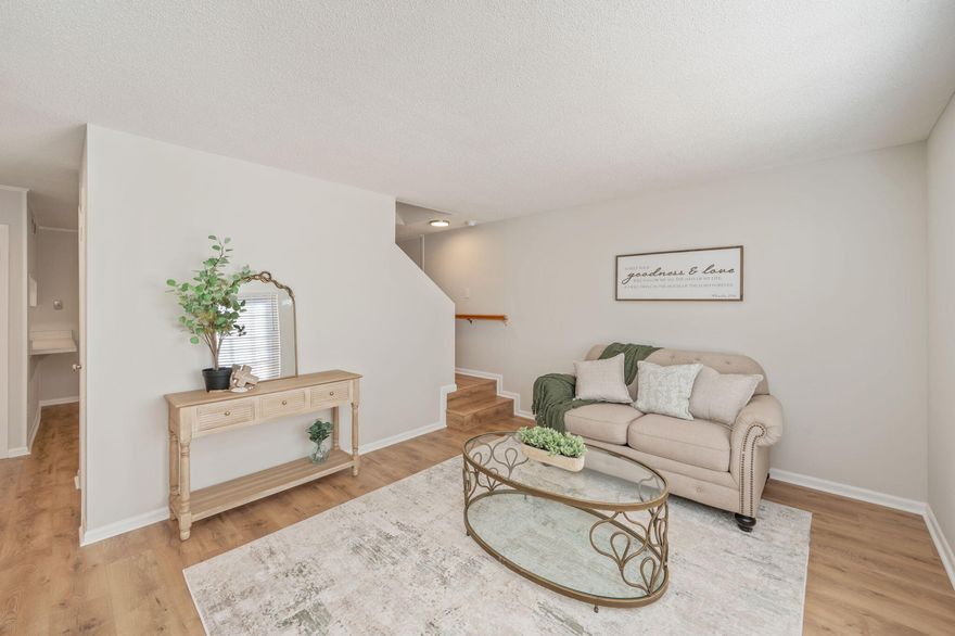 Perfectly situated in Central FWB this 3 bedroom townhome gives tons of space.  Private front and back parking, and privacy fencing exterior, and updates throughout.  New LVP floors in the whole home, two living rooms, as well as open concept dining room.  Breakfast bar, Full pantry, spacious kitchen, and newer appliances. Large indoor laundry room with storage system.  The home gives character with brick accent, and charming half bath.  2024 Electrical rewire, 2024 HVAC, 2017 Metal Roof, 2024 Water heater, New paint, New Flooring.