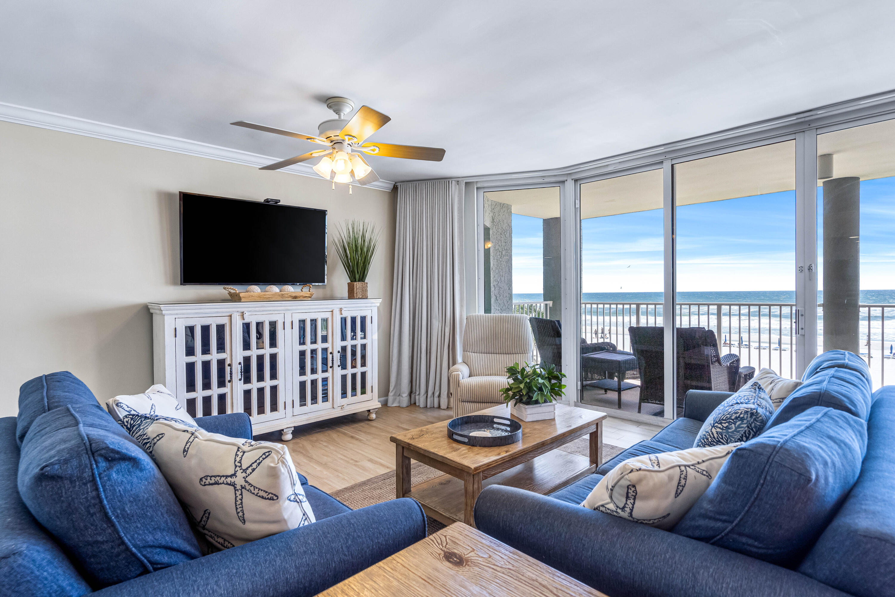$80k+ Gross Rental Income in 2022!!! Long Beach Resort 1-204, one of the most sought-after two-bedroom condos in Long Beach, Panama City Beach. This unit has been meticulously renovated and remodeled by a detail-oriented owner, making it one of the most attractive units in the resort. The renovation includes new plank flooring in the living areas, new carpet in the bedrooms, and new tile in the bathrooms. The kitchen has been updated with new cabinets and granite countertops, as well as new stainless steel appliances. The unit also features room darkening curtains throughout. The living room boasts plenty of seating, including a queen sleeper sofa and a large flat screen TV. The dining room table seats six, with two bar stools at the breakfast bar. The kitchen is fully equipped with flatware, dishware, cookware, and normal kitchen appliances like a coffee maker and toaster. A stack washer/dryer is also provided in the unit. The master bedroom has a king-size bed and a flat screen TV, while the master bathroom features a beautiful walk-in shower and dual vanities. The guest bedroom has two queen beds (with brand new mattresses!) and a flat screen TV. The guest bathroom offers a garden-style tub and shower, along with dual vanities. Both bedrooms and the living room have access to the private balcony, which offers an expansive view of the Gulf and plenty of seating. Long Beach Resort is one of the most popular resorts in Panama City Beach, with a central location close to great restaurants and shopping. Unlike other resorts, Long Beach offers a large open-air parking lot that allows guests to park in front of their tower. The resort features three pools, including two Polynesian-style swimming pools that are heated seasonally and a large Lagoon pool with waterfalls and islands. There are also three hot tubs, one located at each pool, and a tiki bar located at the Lagoon Pool (opened seasonally). Long Beach's unique floorplan ensures that everyone gets a view, with floor-to-ceiling windows in the living room, master, and guest bedroom offering beautiful views of the Gulf. This unit sleeps eight and is usually among the first to book for the season!