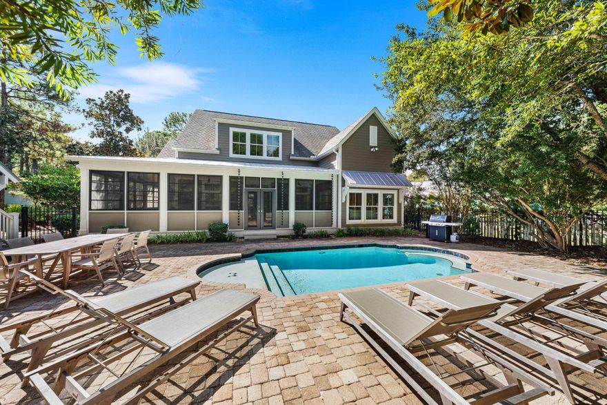 Two minute golf cart ride to street parking in front of the Sugarwood Beach subdivision and 100 steps to the sand at Greenwood Beach Access.  Seagrove beach is arguably one of the best and least crowded beaches that 30A offers.  This dreamy, rehabbed,  Coastal Cottage, radiates Southern Charm, with breezy oversized wrapped around porches that allow exits on multiple sides including the downstairs Primary suite.  The home was designed to accommodate multi-generational families in a neighborhood with many full time Owners, either second homes, or their forever home, tucked away in this coveted community, backing up to a wooded reserve where you can follow the walking trails, enjoy cruising the Timpoochee Trail, bike ride to Seaside, or cruise and explore 30A from Seagrove to Watercolor,  in your street legal golf cart, that is welcomed in this area.  3,835 sf with 5 bedrooms, one of the downstairs BR could be converted back to a study, new floors and new furnishings, heated pool with great morning sunshine!

Never rented by previous single Owner and lightly rented by current Owner.  With rental projections of $150K+ plus value add opportunity to enhance the property's performance and market value by converting finished area above the garage in to a carriage house (see docs).  Consult your CPA about taking advantage of 100% bonus depreciation.  

 Sugarwood Beach is an authentic Seagrove Beach community that offers large lots and low HOA fees. With just 65 homesites the Sugarwood Beach community has the character and charm of an established Florida Gulf Coast neighborhood.    

