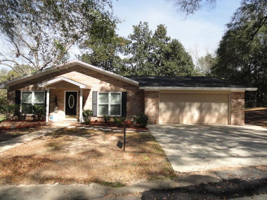 Waterfront home in the Heart of Crestview on 2.88 acre with a private stocked pond. Beautiful setting on this .50 acre pond.
Goldilocks would say this 1857sf home is ''just right''. The large covered porch is designed for entertaining and relaxation, while overlooking the pond. The home features split bedroom design and does have a 3rd bedroom/office. Updated kitchen appliances are stainless steel. For automotive enthusiast the detached workshop includes a lift. It is designed to accommodate heavy vehicles with a 14'' fiber reinforced slab and a vaulted ceilings. Schedule your appointment today!