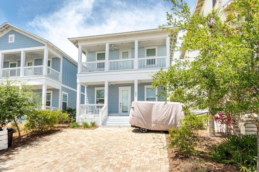 This coastal beach retreat features an open floor plan and the community pool is just steps away right out your back door and 2 convenient beach accesses just minutes away.   Move-in/Rental ready with 3 bedrooms | 2 bathrooms up and 1/2 bath down and is being offered fully furnished.   Newer home with numerous additional updates completed in 2020, including custom built-in bunks, kitchen updates and new furnishings.   Features include the following:  hardwood floors, breakfast bar, tile backsplash, stainless appliances, granite counter-tops, tankless water heater, security system, laundry upstairs, custom bunks with twin, full, and full (trundle), 3 outside living spaces (porch | balcony) and new outdoor paver-patio.