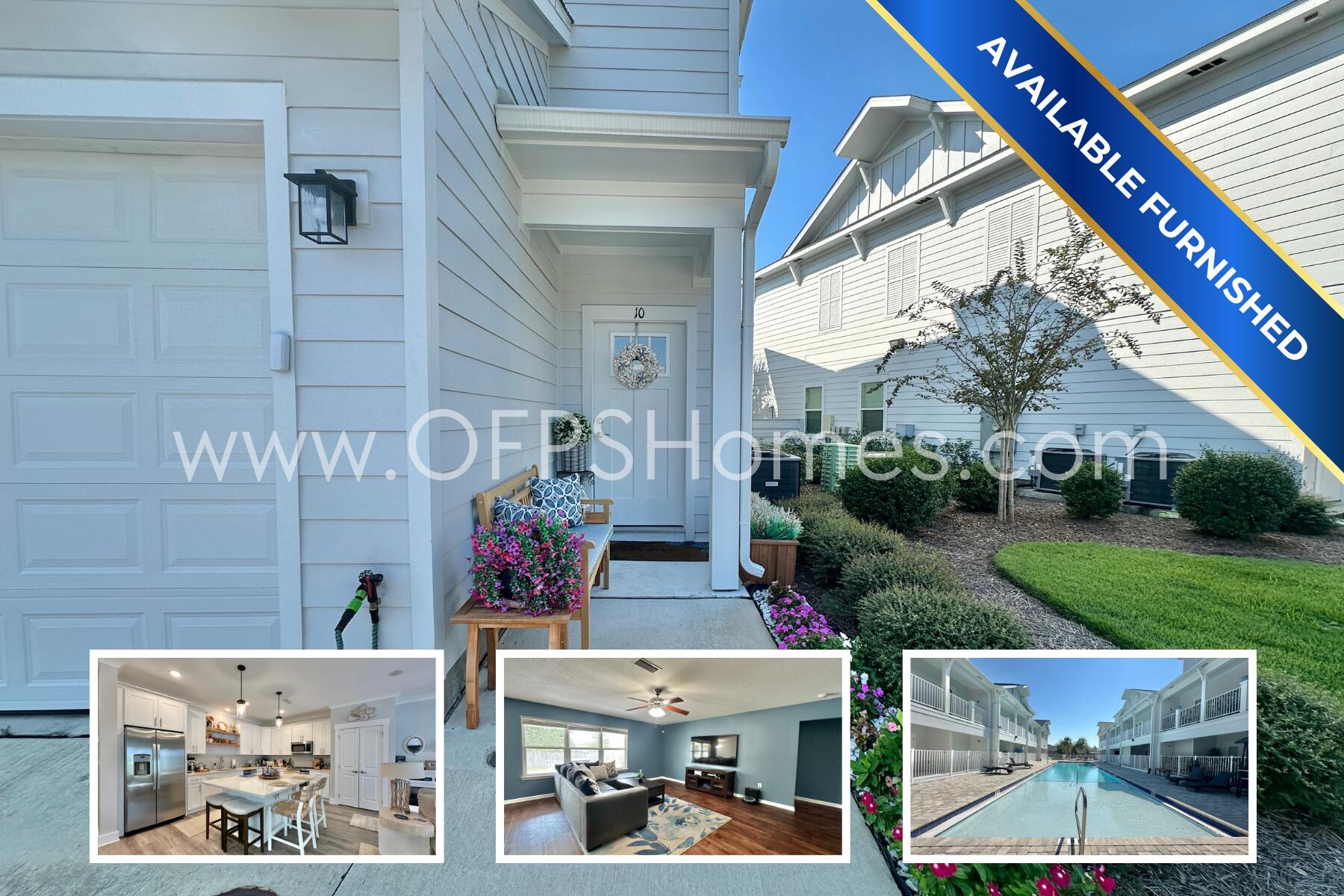 Available November! Newer construction FURNISHED OPTIONAL 3 bedroom, 2.5 bath end-unit townhome in the heart of Destin. Nearly 1,800 sq ft with 9 ft ceilings, open floor plan, quartz countertops, stainless steel appliances, and 2 car garage. The primary suite includes a window seat and ensuite bath. Enjoy a covered patio with outdoor shower, HOA-maintained landscaping, and a resort-style pool just steps away yet set off for privacy. Close to Destin Harbor, Boshamps, and Destin Elementary. FURNISHED OPTIONAL for $3000. NO smoking. 600 minimum FICO credit score required in addition to meeting rental criteria. One (1) pet allowed upon approval with a non-refundable pet fee. All applicants are required to complete an application on https://onefamilypropertyservices.petscreening.com/
regardless of if they own a pet or not. Applicants with an ESA are also required to complete the application.
This property is a part of a Homeowners Association and tenants will be required to adhere to certain rules and restrictions. If you have any questions, you may request to view the HOA Covenants prior to application.
** Fees Required once an application is approved include, but may not be limited to: Security Deposit, Non-Refundable Fees (cleaning and rekey), $20 Certified Mail Fee, and Pet Fees (when applicable).