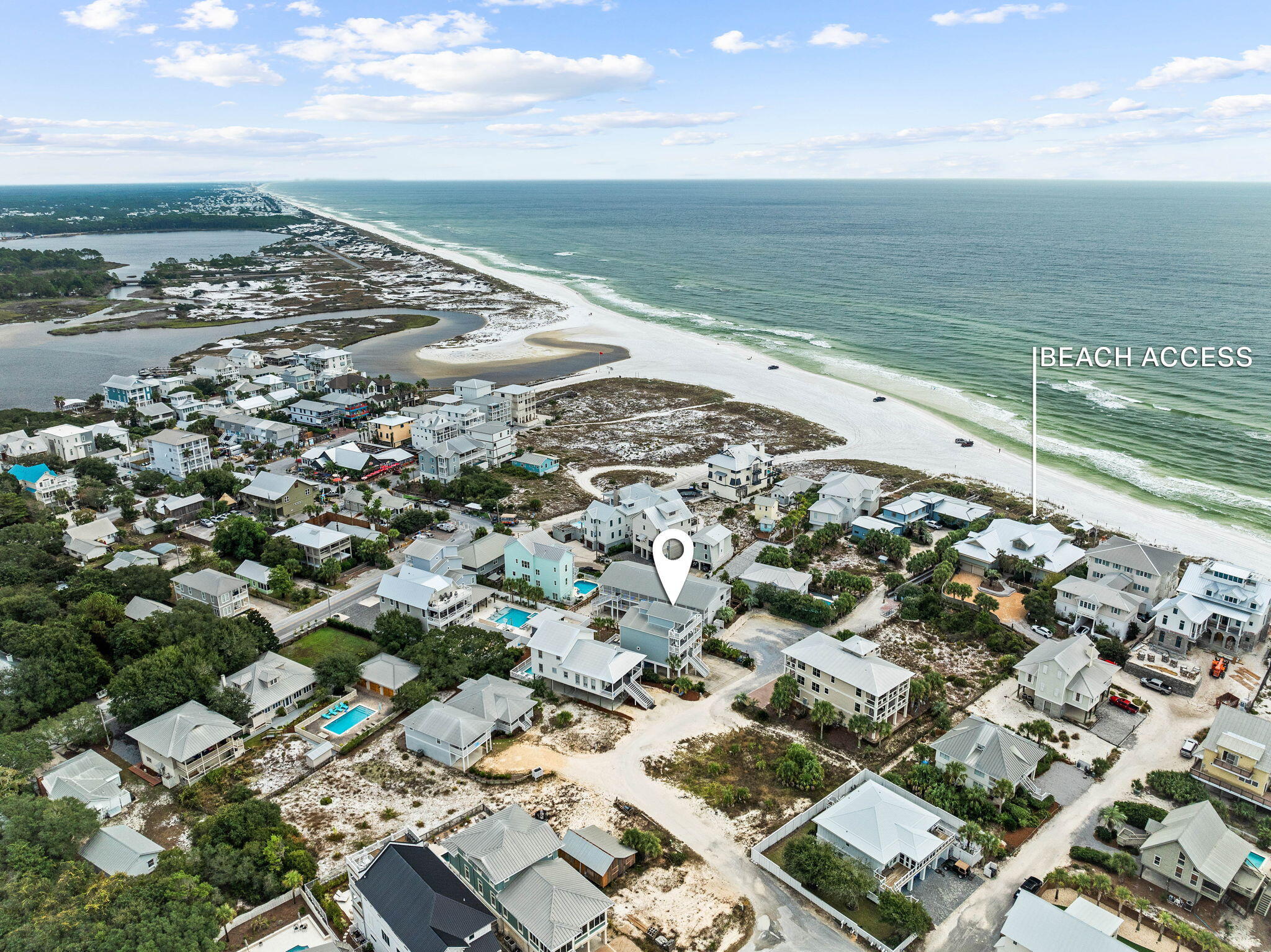 Discover refined coastal living at 49 Sandy Lane in Grayton Beach. This well designed property is just steps from the beach, allowing for easy access to the Gulf and stunning sunsets.Nestled in the vibrant heart of Grayton Beach, 49 Sandy Lane places you within reach of local shops and dining, offering a glimpse into the charm of this iconic 30A community. The home's thoughtfully crafted spaces create an inviting balance of comfort and sophistication, ideal for unwinding and gathering with family or friends. Inside, the home's design effortlessly blends comfort with fun across all levels, providing ample space for both relaxation and togetherness. The first level includes a convenient pool bathroom and laundry room, perfect for easy beach-day clean-ups. On the second floor, the spacious king master suite offers a restful retreat, while the open-concept kitchen, living, and dining areas lead to a balcony with stunning views.

The third level features a king guest bedroom, two additional guest rooms each with two queen beds and attached bathrooms, and a fourth bedroom with twin bunk sets, offering flexible accommodations for family and friends. 

At the top, the fourth floor unveils a Gulf-view balcony complete with a wet bar, providing the perfect spot to watch the sunset with a refreshing drink. Outdoors, the private heated pool invites you to relax and unwind. The home also includes a propane gas grill and outdoor shower for seamless transitions between beach and backyard.

49 Sandy Lane is a truly one-of-a-kind home where the joys of the beach and the comforts of luxury living combine. Make this your next unforgettable getaway in Grayton Beach.

