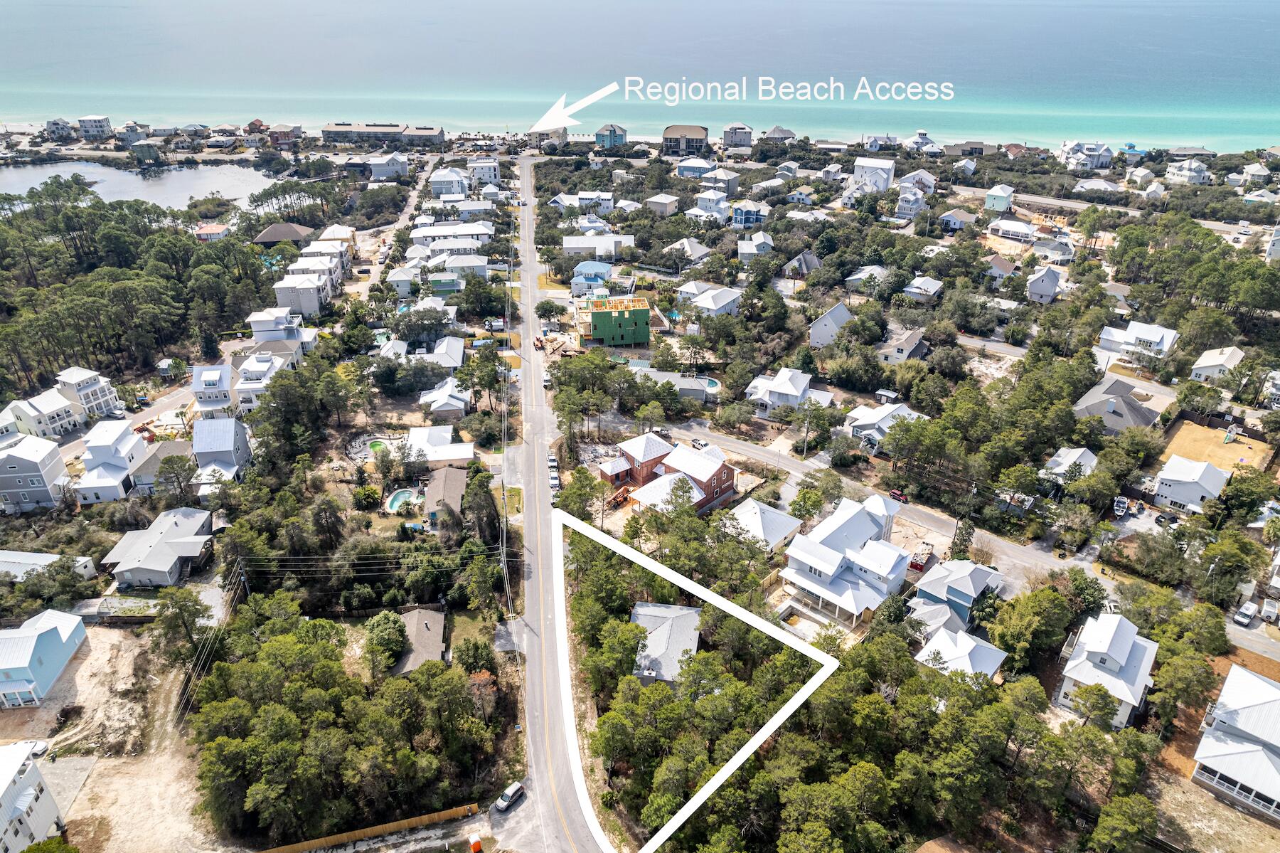 In walking distance to the beach and situated on a HALF ACRE (0.56) wooded lot in the beautiful Beach Highland neighborhood, with no HOA! This could be your next beach getaway, primary residence, or short term rental just a 6 min WALK away from the new Dune Allen Regional Beach Access. This homesite is ready for you to make it your own. There is plenty of room on the lot to start fresh and build a large home with a carriage house and pool, or keep the existing structure and expand it if you'd like! The homesite is high and dry in flood zone 'X' with no wetlands. The existing home received a new roof, and new hot water heater in 2021, and new HVAC in 2018. Call for more information on this beautiful property! The Beach Highland neighborhood is located on the west end of 30A and is convenient to Grand Blvd shopping, Publix, Sacred Heart Hospital, Butler Elementary, and multiple public beach access!