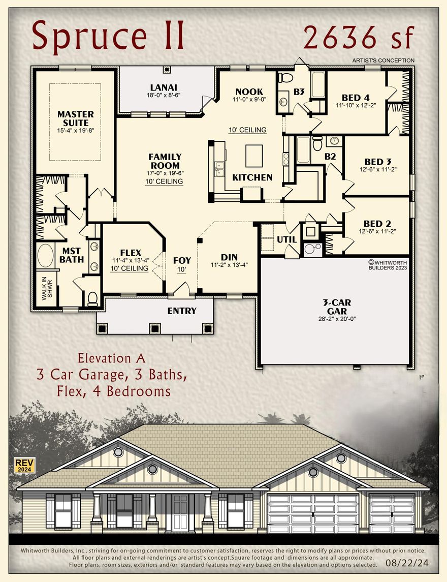 Builder Incentive $20K Your Way & the choice of REFRIGERATOR or BLINDS (certain restrictions apply). Expected Completion October 15, 2025 *Split Bedroom Plan, 3-CAR GARAGE,*10-Ft Ceilings in Main Areas *Click'n'Lock Laminate Wood Plank in All Living Areas *Tile Floor & Granite Countertops in All Baths *Kitchen features Granite Countertops, Large Island & Stainless Steel Appliances *Main Bath: Signature Zero-Entry All-Tile Walk-in Shower w/2 Shower Heads, Separate Soaking Tub, Double Vanity & 2 Walk-in Closets *Ceiling Fans in Main Areas & All Bedrooms *Covered Rear Lanai *Irrigation System *Builder Warranty & Structural Warranty *2x6 Exterior Construction