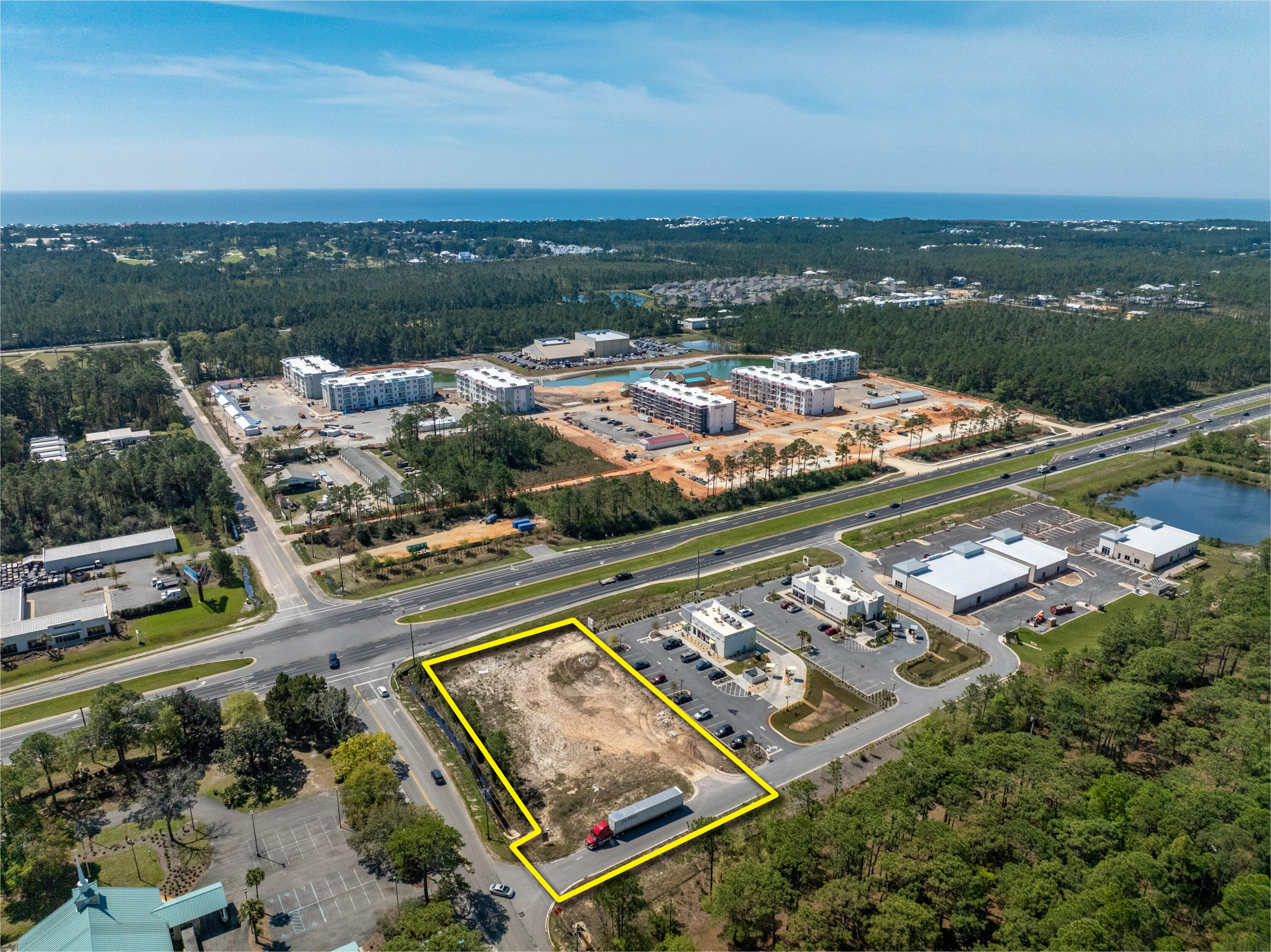 ACTIVE DEVELOPMENT ORDER that approves a 5,770 square foot Dental Office at a highly visible intersection involving an imminent traffic light! Approximately 1.04 prime acres fronting Highway 98 in Santa Rosa Beach, Florida; an exceptional corner parcel, adjacent to a median curb cut. Convenient ingress and egress from Highway 98 at Church Street offer exceptional flow around the newly subdivided, nearly 'pad site ready' parcel. The strategic location will benefit not only from high visibility captured by the approximate 40,000 vehicles passing the site daily along Highway 98, but also the synergy with the mixed-uses surrounding the rare parcel, all economically fueled by the phenomenal growth that is occurring in Santa Rosa Beach and Scenic 30A, Florida. The superb quality of this... offering is an extremely rare opportunity in South Walton County, Florida! Please inquire for further details.