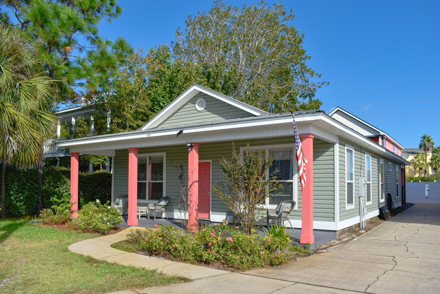 Opportunity to own 2 rental units in highly sought after Crystal Beach just 2 blocks from the beach.  3BD 2 ba main home with driveway the length of the lot that leads to a carriage house that has 3 garage spaces and 2 bed, 2 bath above with elevator.  Crystal beach with that much parking is unheard of!!!   Live in one and rent the other or rent both to maximize investment.  Main home comes partially furnished with kitchen, dining and living room all open to each other.  Spacious bedrooms and large laundry room.  In ground swimming pool separates the beach home and the carriage house.  Plenty of room for RV parking. Flood zone X means flood insurance is not required. The Crystal Beach area is the sweet spot for vacation rentals with huge revenue projections. Location can't be beat