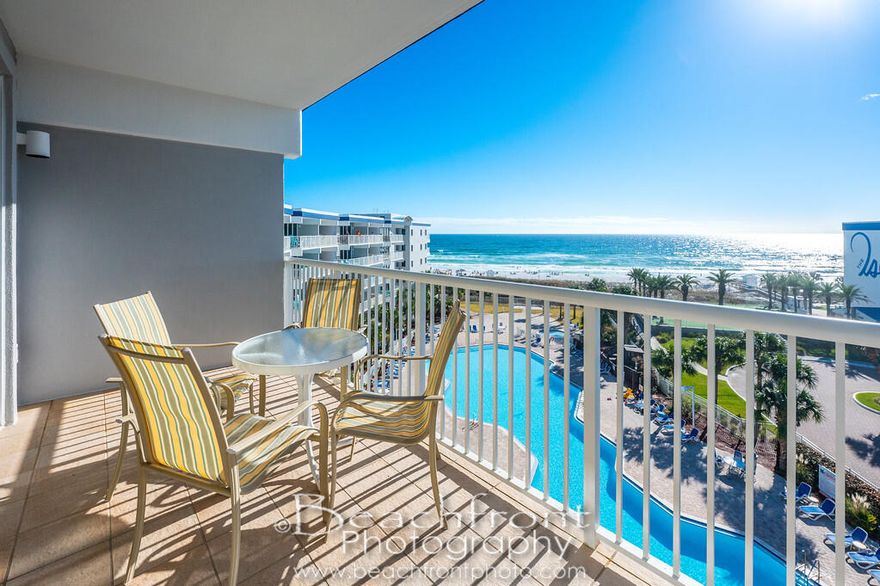 Delivering the ultimate gulf views and an enviable beach-front lifestyle, this top-floor condo is superbly located within Destin West. Recently updated and offered for sale fully furnished, it has solid rental returns as an investment or vacation home. This one-bedroom unit is surprisingly spacious and comfortably sleeps six in the master bedroom, living room with queen sleeper sofa and built-in bunk beds in the hallway recess. There's a useful guest bath as well as an ensuite master bath. New wood-tile flooring and fresh paint are complemented by tasteful furnishings throughout. The all-white kitchen has ample storage and worktop space along with a handy breakfast bar for four. The furnished balcony provides a private sanctuary for reading and relaxing within sight and sound of the waves Destin West is a world-class resort featuring 7 swimming pools including a heated pool for year round enjoyment and a 700' winding lazy river for relaxing under lush landscaping. A fitness center, full service beach rentals, a bayside marina/dock and children's play area, complete the resort's appeal.

