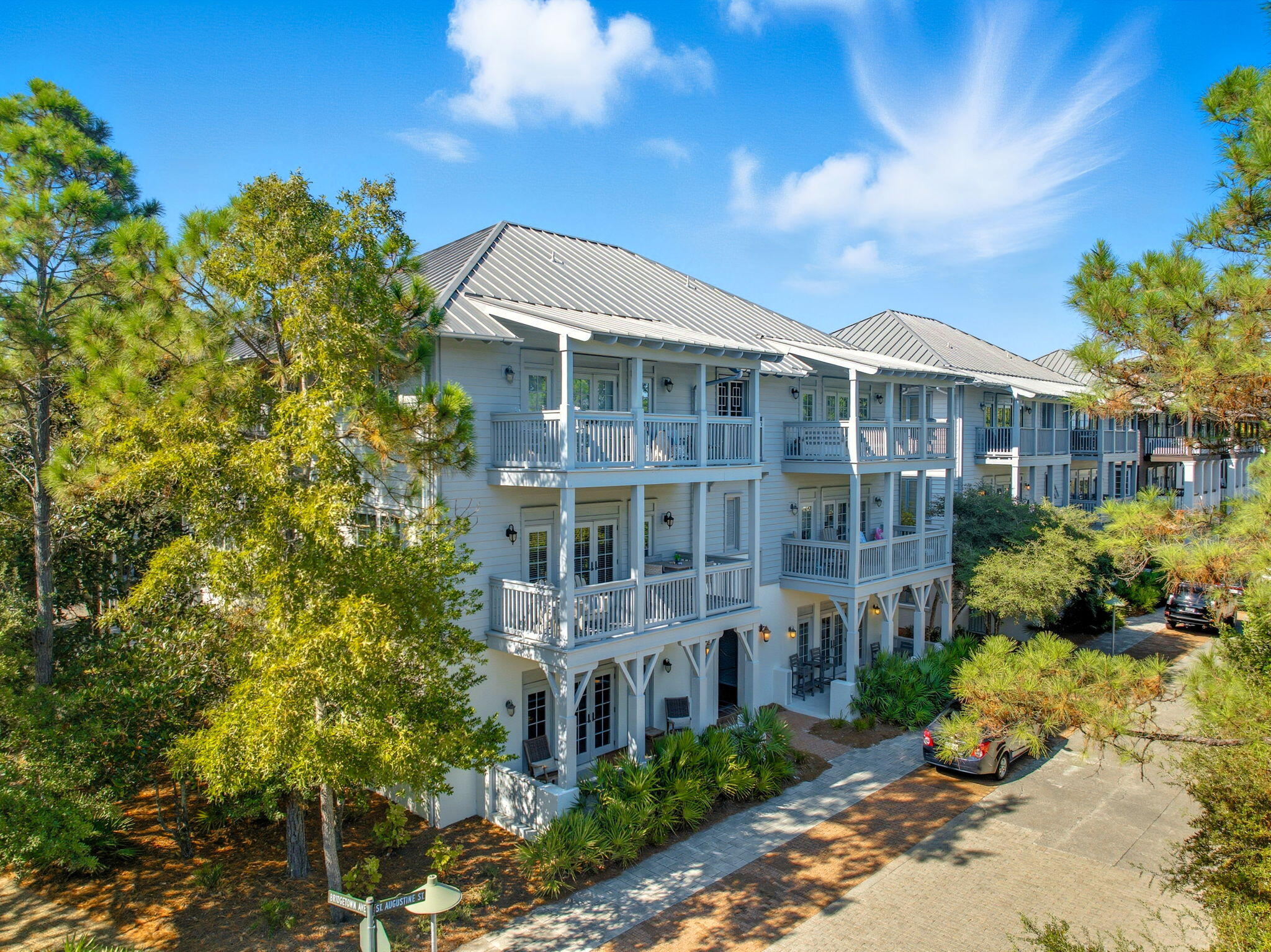 Welcome to 15F at The Flats in Rosemary Beach - a beautifully updated 3rd-floor condo offering timeless coastal charm and comfort. Overlooking scenic St. Augustine Green, this residence features a spacious open living and dining area that opens to a private balcony. The fully renovated kitchen includes Thor stainless steel appliances and custom cabinetry. The Primary Suite was recently tastefully updated and offers a king bed, walk-in closet, and ensuite bath with a walk-in shower and soaking tub. A second guest suite features a custom bunk system with queen beds above and below. Offered fully furnished with a small list of exclusions. Just a short walk to the Rosemary Beach Owners' Pool, Club Room, and Amphitheater. Residents enjoy access to four community pools, a fitness center, tennis courts, a racquet club, private beach access, and some of 30A's finest shopping, dining, and events - all within walking distance. Buyer to verify all information and dimensions.