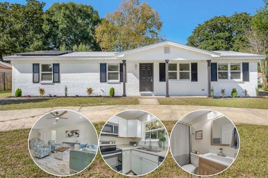 Welcome to this beautifully updated 4-bedroom, 2-bathroom brick home featuring modern upgrades and fully paid-off solar panels! This move-in-ready home offers the ideal combination of comfort, style, and energy efficiency.  Inside, you'll find a freshly painted, warm interior with tile flooring throughout the main living areas and one bedroom, plus brand-new carpet in the remaining three bedrooms for added comfort.Bright and inviting, the home features abundant lighting with new low-profile LED fixtures, stylish modern lights, and ceiling fans throughout. The spacious primary suite includes three closets and a private en-suite bathroom, while both full bathrooms have been tastefully renovated with contemporary finishes. Enjoy everyday convenience with a lighted pantry and a large laundry room offering plenty of space for storage and organization. Step outside to the enclosed, screened-in porch overlooking a privacy-fenced backyard, perfect for family gatherings, weekend barbecues, or quiet morning coffee.

The one-car garage provides additional space for a workbench and features a freshly epoxied floor. There's also ample parking with two separate driveways, including a convenient circular drive. A brand-new water heater and fully paid-off solar panels offer peace of mind and long-term energy savings.

This home truly has it all, modern style, thoughtful updates, and sustainable living, ready for you to move in and make it your own!