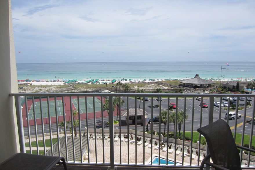 Fantastic gulf views from this tastefully decorated with beachy theme fully furnished 2br/2ba condo. By far the best location in the complex on the 6th floor directly facing the gulf. Unit offers crown molding, 24'' tile floors, plantation shutters throughout, unit freshly painted. Complex offers amazing amenities such as beautiful gated community with lush tropical landscaping, large pool, hot tub, community room w/kitchen for private parties, shuffleboard, tennis, laundry facility & located directly on the gulf. Unit is a must see!