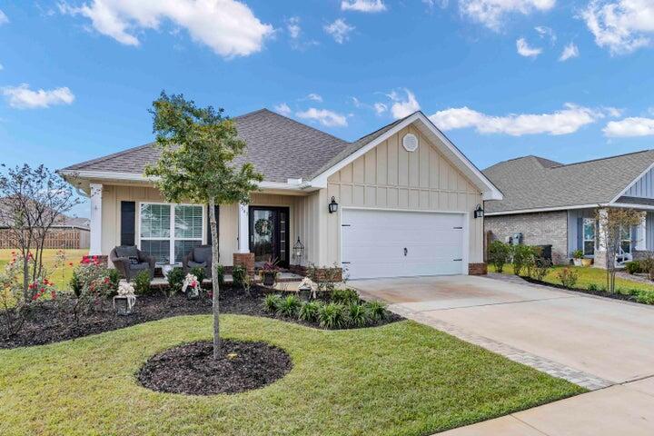 Hammock Bay's coveted Central Park! This beautiful and thoughtful Bailey floor plan, built in 2019, features 3BR, 2BA, with a separate office, vinyl floors throughout all main areas, carpet in all bedrooms, and granite countertops in the kitchen and bathrooms! Enjoy sitting under your covered front porch or outback in your covered, screened-in back patio, or lounging on your private deck! Fully fenced backyard with sprinkler system on a well pump! All kitchen appliances, washer, and dryer convey! With plenty of storage in the laundry room, shelving in all of the extra large bedroom closets. With access to the two 24hr fitness centers, 3 separate clubhouses (one with 500ft fishing dock on the bay), 4 pools, movie theatre, and grilling area. DirectTV is included.