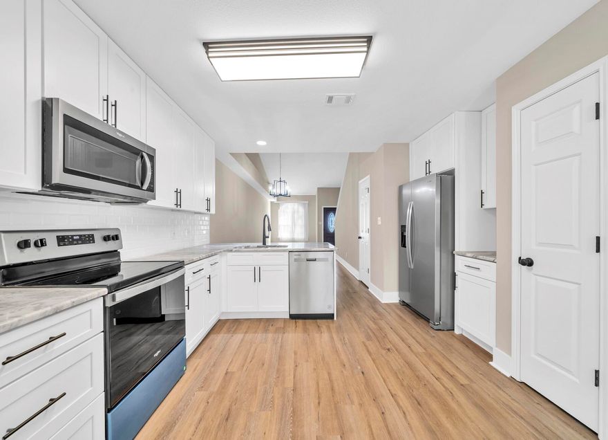 New privacy fence being installed in back yard. 100% Updated larger unit with 1603 SF, 3 Bedrooms, 2.5 bath townhome with Loft; Primary Bedroom downstairs. Updates: New Kitchen with Granite counter-tops, Stainless Steel Appliances. New fans and lights, new floors, updated baths,  new paint, etc. Come make this cozy place your next stop.