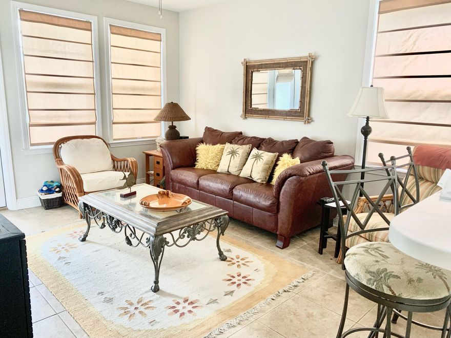 MULTIPLE OFFERS- HIGHEST AND BEST BY 5/16/22 5 PM.Great end unit with 2 bedrooms and 2 baths with direct pool access off the back balcony. Lots of natural light. This unit has not been rented during the sellers ownership. This unit  comes with a golf cart and all furnishings. There is golf cart parking just steps away from the condo. The Village complex is a gated subdivision just half a mile (5 min) from the beach access. Beautifully landscaped grounds and a mix of homes and townhomes with great amenities make this complex very desirable. Professional pics next week. Very solid hoa and rental projections between $55-60K.