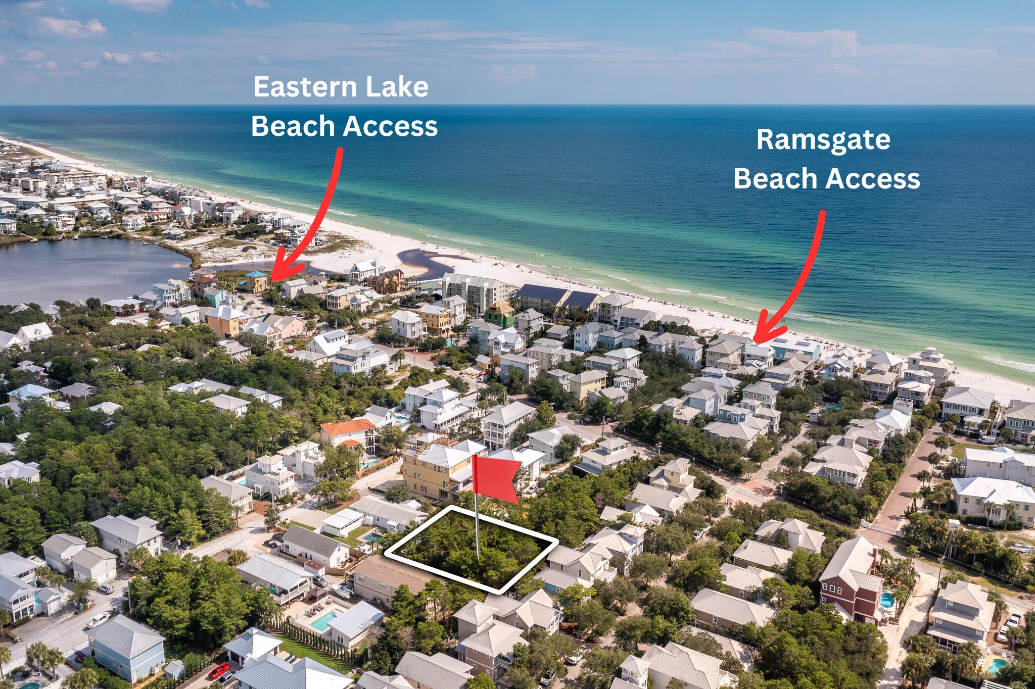An incredible opportunity to build your dream home on an oversized beach lot located South of 30A in Seagrove Beach! A natural buffer of trees plus the ideal lot position provides more privacy. There are no HOA fees, building restrictions or requirements. It's a short walk to the Eastern Lake Beach Access and Ramsgate Beach Access, and is near all of the dining, shopping and entertainment amenities on Scenic Highway 30A and beyond.