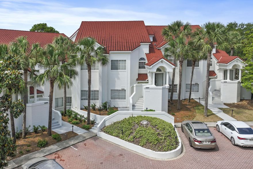 Updated kitchen and bathrooms! Awesome location and value in Tivoli By The Sea. With 1,980 square feet, this coveted ground floor villa boasts three bedrooms and three bathrooms on the beach side of the Sandestin Resort. The location is perfect - situated alongside the Baytowne Golf Course and right across the street from the seasonally heated Tivoli swimming pool. A short stroll takes you straight to the beach. An open and airy floorplan with  expansive windows allow floods of sunlight. Spacious bedrooms, bathrooms and plenty of closet space make living easy. The living area offers direct access through French doors to a screened balcony overlooking the Baytowne Golf Course. Other features- full size laundry room and an outdoor owner's closet.