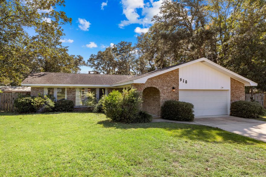 Back on the Market, no fault of the seller - Bring an offer! *New Stainless Steel fridge installed 8/12/25* Welcome to 510 Sioux Circle, a lovely home in Fort Walton Beach, FL, located in the family-friendly neighborhood of Overbrook. Centrally located to both Hurlburt Field and Eglin AFB, this is an ideal location for Active Duty and DOD personnel. Fort Walton Beach is rich in activities and scenery such as public parks and recreation, emerald water beaches on Okaloosa Island and nightlife downtown. With many shopping and dining options nearby, there's something for everyone. This home features a spacious living area with new LVP flooring installed in 2023 and a cozy brick surround wood-burning fireplace.  The back sliding glass door is hurricane-rated for added safety. The open concept design allows for plenty of natural light, complemented by the many recent renovations throughout. The kitchen is a highlight with bright quartz countertops, a mix of stainless steel and white appliances, a modern tile backsplash, and a kitchen island with storage. The primary bedroom offers double closets, while the bathroom includes a double vanity and a large tile walk-in shower with an oversized rain showerhead and a handheld showerhead. Additional features of this home include a new HVAC system installed in 2024, a hot water heater installed in 2022, PEX plumbing, and hurricane shutters. A whole-home Generac generator, serviced yearly with a battery replaced in 2023, ensures peace of mind. The walls and ceilings have been freshly painted, and the driveway was repaved in 2022. 
