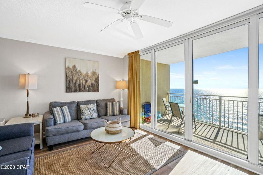 Welcome to Paradise! Direct Gulf Living at its finest! Exceptional opportunity to own a premier, luxury condo at Emerald Beach Resort. This beautifully furnished 792sq.ft, 1-bedroom/1-bath and extra hallway bunk area packs a lot into an ultra-efficient floorplan. Sweeping Gulf views from the Living Room, Kitchen, and generous Balcony. The mid-stack location is the perfect elevation a" not too high and not too low! Enjoy Premium interior finishes including a completely remodeled bathroom, brand new LVP flooring throughout (inc bedroom), crown molding, granite counter tops and stainless appliances!