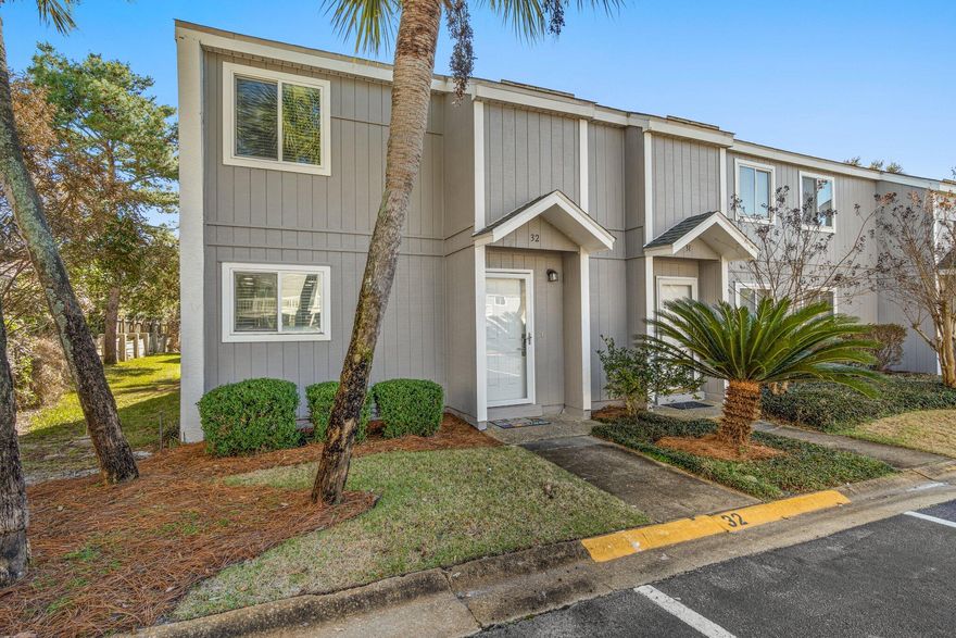 80k Rental Projection! This beautiful, renovated condo at South Bay is located south of Highway 98, has assigned parking at the front door, is located directly across from the pool and is a quick walk to the beautiful beach! This rental powerhouse boasts 3 spacious bedrooms, 2.5 baths including newly renovated master bathroom and guest powder bathroom.  Enjoy the many resort style amenities of South Bay including: 2 pools, 2 kiddie pools, 5 acre fresh water lake, lighted tennis courts, shuffle board courts, beach side volley ball, BBQ grilling area and lush grounds made for walking and enjoying the Florida wildlife!New water heater, refrigerator and windows, HVAC, 12' Insulation in attic, ceiling fans, hurricane sliding door, new carpet in bedrooms