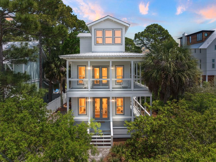 Tucked away on a quiet, partially wooded lot in Seagrove, this renovated home offers the best of beach living -- privacy, space, and unbeatable access to 30A's Walton Dunes beach access, all with no HOA restrictions.This beautifully designed 4-bedroom, 3 full bath, 2 half bath home spans 2,318 square feet and features thoughtful updates and ample room for family and guests. The layout includes not one, but two master suites -- one on the main level for added convenience, and another on the second level featuring a luxurious ensuite with double vanity, freestanding tub, separate shower, and direct access to one of the home's three spacious porches. Soaring ceilings, hall bunks, and two wraparound porches add to the home's charm and versatility, while architectural details throughout  create a warm, coastal character. Out back, your private pool and large patio is the perfect spot to cool off or entertain after a sunny day on the sand.
On the third story, a unique tower suite serves as the fourth bedroom and includes its own sitting area and a private balcony  an ideal space for a peaceful retreat, reading nook, or creative workspace.
Surrounded by native trees and tucked just minutes from 30A's shops, dining, and coastal paths, this home is an ideal primary residence, second home, or vacation rental opportunity.
Enjoy the beach lifestyle with room to breathe  and no HOA to hold you back.
