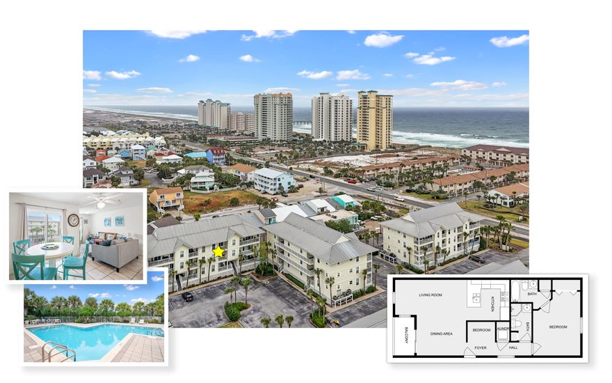 Always Dreamed of a Beach Getaway? Here's your chance! This charming 1-bedroom, 2-bathroom condo offers comfort and convenience, with the ability to accommodate up to 6 guests. In addition to the cozy primary bedroom, the hallway features generous built-in bunk beds, and there's a sleeper sofa in the living area. The location is ideal--enjoy the tranquil Sound Side or take a short walk to the stunning Gulf. The condo boasts a functional kitchen with granite countertops, plenty of storage, and modern appliances, including a dishwasher and built-in microwave. (Though, let's face it, the beach is calling, not the kitchen!)This property is extremely well-maintained, with an inviting pool ready for you to take a dip. restaurants, grocery stores, and local attractions .. everything close by!