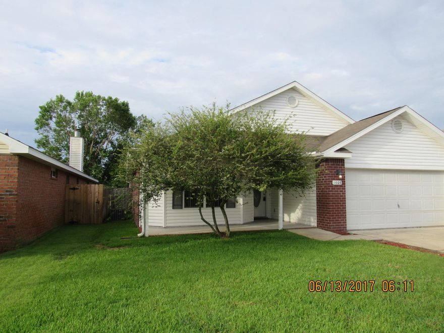 Located between both bases in popular Emerald Village Sub Division. Open floor plan, with fireplace in great room, large kitchen with island, built in computer desk and inside utility room with washer and dryer hook-up, ceiling fans, vertical blinds throughout, garden tub in master bath, separate shower and large walk in closet. Privacy fenced back yard with sprinkler system, no lawn pump. This house requires electric, water & gas. Absolutely NO smoking inside home or garage.