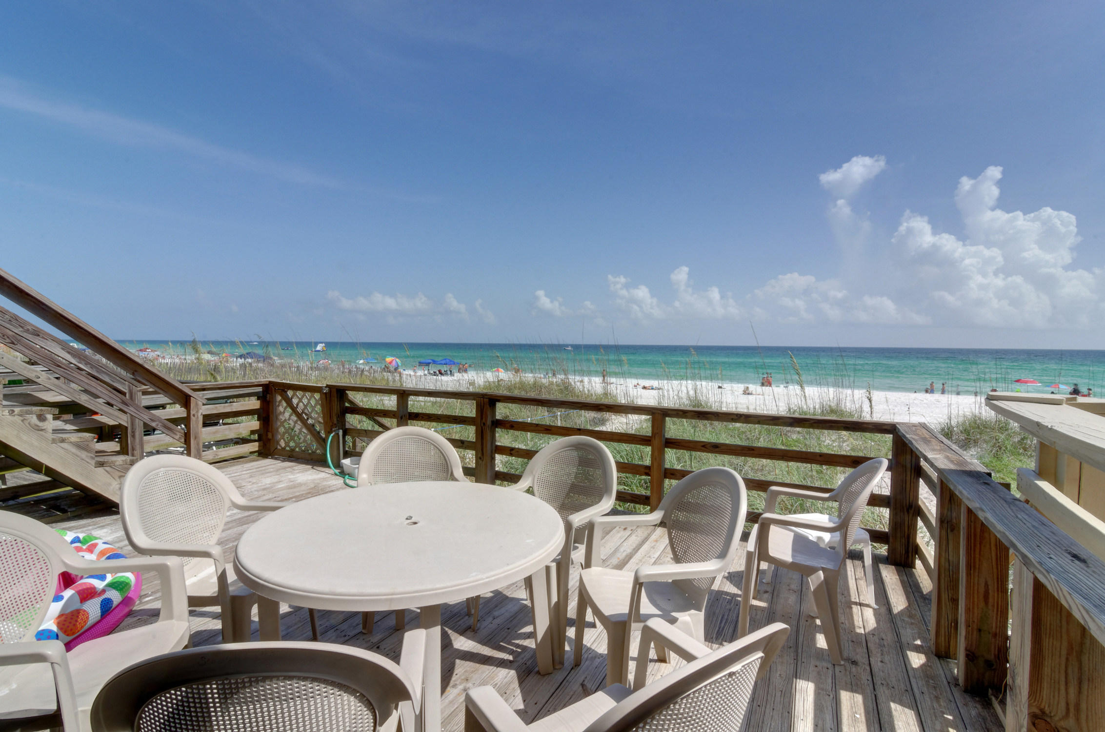 Superb Gulf front town home with a great floor plan and perfect location in the heart of Miramar Beach on quiet Scenic Gulf Drive. Quaint and private with your own sand, sea grass and forever views! visit the virtual tour:http://fusion.realtourvision.com/framelink/902054All three levels are above ground with decking leading to the beach on each level! 4 Bedroom 4 Bath; each with it's own full bath gives you plenty of room for family and friends. The two story family room is spacious and opens to the kitchen dining. The 3 level covered decking is fabulous with unobstructed views from all angles.Owners have loved this home for over 20 years and are sad to sell but must due to health issues. Come make this your new family home