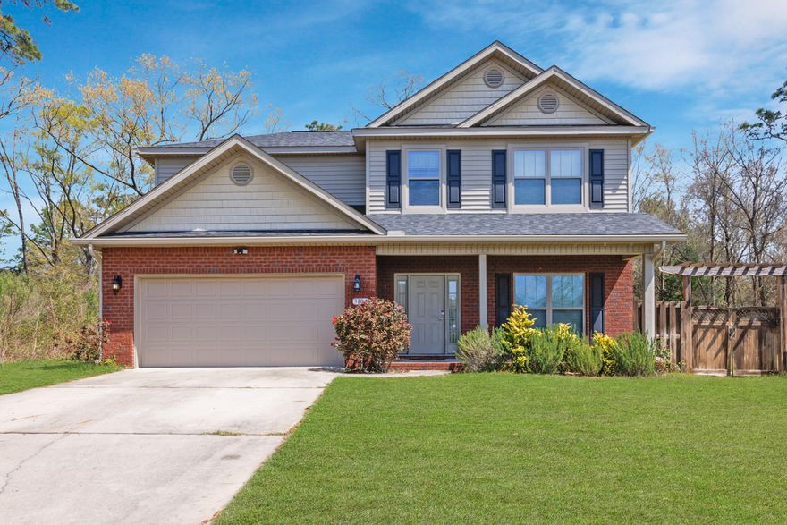 Tucked in the corner on over 1/3 acre this home is on one of the largest lots in the subdivision and down the street from the community pool and tennis court.    Open concept floor plan with a large, granite island in the kitchen and stainless steel appliances.  Spacious family room and breakfast area for all your friends and family to gather. Covered back patio and privacy fenced back yard.  On the second floor is a large master suite with tray ceiling and walk in closet, master bath with tiled shower, garden tub, walk in closet and two vanities. There are three additional bedrooms, hall bathroom and the  the convenience of the  laundry room on this floor. Easy commute to military bases and businesses.      New HVAC system and duct work in 2021.  This house will make a wonderful home!!