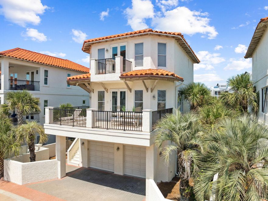Welcome to MAJORCA, a 3,028 square foot five-bedroom four bath beach house, located in the 30A beachfront gated neighborhood of Vizcaya with over 900 feet of PRIVATE beach. Discover the beauty of living steps from the neighborhood pool and private beach walkover leading to the white sandy beaches of the azure Gulf waters.  Experience 30A living in this beach house named after the beautiful island beaches and architecture on the Spanish Island of its namesake. There is a coveted two car garage plus parking for two vehicles on the driveway and the home features an elevator on the first floor which stops at each level. The third floor encompasses the large primary suite with two oversized walk-in closets, a large private bath with separate dual vanities, soaking tub, separate shower, and water closet. A private balcony invites you outdoors for star gazing and gulf views.  Step on to the bright second floor main living area featuring two guest bedrooms.   The kitchen boasts plenty of counter-top space and a large breakfast bar for entertaining guests.  The kitchen marries the spacious dining and living room which opens onto a deep and wide southern facing balcony.  Outdoor living space (673 sq. ft.) captures the Gulf breezes and faces the beach walkover extending to the sandy white shores of the beach of Vizcaya.  Two additional ensuite bedrooms and the laundry room are located on the entry level.  
Located on 30A in Santa Rosa Beach, this delightful home is convenient to bike paths, rare coastal dune lakes, shopping, dining; yet in a private, gated enclave with only 32 homesites.  After you have played at the beach, discover boutique shops and galleries in the nearby coastal towns. Enjoy dining gulf front at The Santa Rosa Golf & Beach Club's Vue on 30a. Find the catch of the day at Shunk Gulley or Stinky's. Simply walk or bike to Gulf Place for coffee, pizza, ice cream, and more. Explore the beauty of nearby Topsail Hill State Park. Whether you wish to lounge by Vizcaya's resort style pool, relax at the beach, or bike along 30A, it's all here waiting for you at 1028 Vizcaya. 

