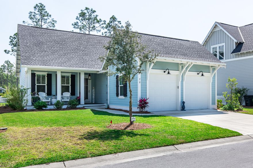 Almost new home on one of the BEST lots in WaterSound Origins. This Bayleaf plan offers a great floor plan, exquisite finished, numerous upgrades, plenty of windows and natural light. LVP floors grace this home thru out with lap and gap wood walls in the entry foyer and hall. Kitchen boasts an Island, Bosch appliances, Stainless steel vent hood, Sharp microwave drawer, LED under cabinet lighting, tiled back splash, a spacious pantry and an outdoor gas stub for your grill. Bathrooms feature tiled showers, hex shower floors with rimless glass. Additional upgrades include a fenced yard, gutters, paver patio, decorative shutters, gas light on front porch, plantation shutters, built in desk with cabinets, epoxy garage floor and a wash tub. Watersound Origins homeowners are able to access the fitness center and seasonally heated community pool, as well as dock access at neighboring Lake Powell. Enjoy breakfast or lunch at the Watersound Cafe, located at the Village Commons. Watersound Origins also connects to the Panama City Beach Conservation Park via a 5 mile long trail. Watersound Origins offers plenty of options for the nature and beach lovers alike! Spend your days kayaking, paddle boarding, biking, running or walking along the Watersound trail. Located a short distance from Scenic Highway 30A there are endless dining, event and local shopping options and attractions.