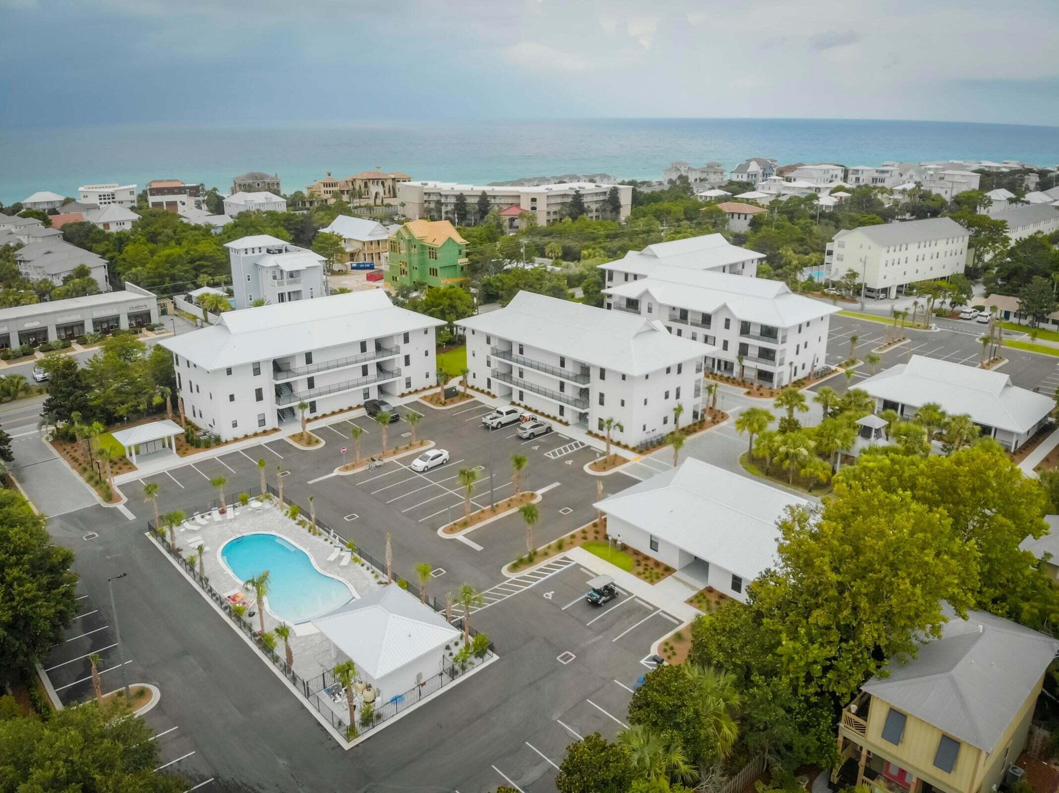 Beautiful like new end unit condo on 30A; 5 min stroll to the beach, local restaurants and shopping; Shunk Gulley, Local Catch, Goatfeathers, Gulf Place shops, etc. This Gated Community has private pool, exercise room and grill/picnic area. This condo has never been short term rented and looks like brand new. This 3 bedroom 2 bath light and bright condo is unfurnished, comes with washer/dryer, appliances include refrigerator, microwave, dishwasher, oven/range flat top. Large covered balcony with access from living area and master bedroom. Some photos show samples of design ideas.
