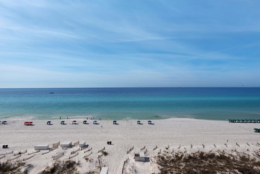 If you're looking for a quiet building directly on the beach this is condo for you. This 2 bedroom 2 bath unit in Grand Mariner boasts gorgeous panoramic Gulf views! Features include tiled flooring in the living/dining area, kitchen, baths, & balcony, crown molding, mirrored wall in the living & dining area and a Gulf front master suite. The unit is sold fully furnished, decorated and has been freshly painted. Grand Mariner is a gated community with amenities including a community room, pool side fitness center, heated pool and is short term rental restricted. Building well maintained and updated. All the units have storm shutters on the balconies. Great location in Destin, FL directly on the Gulf of Mexico. One of the owners has an active real estate license in the state of Florida.