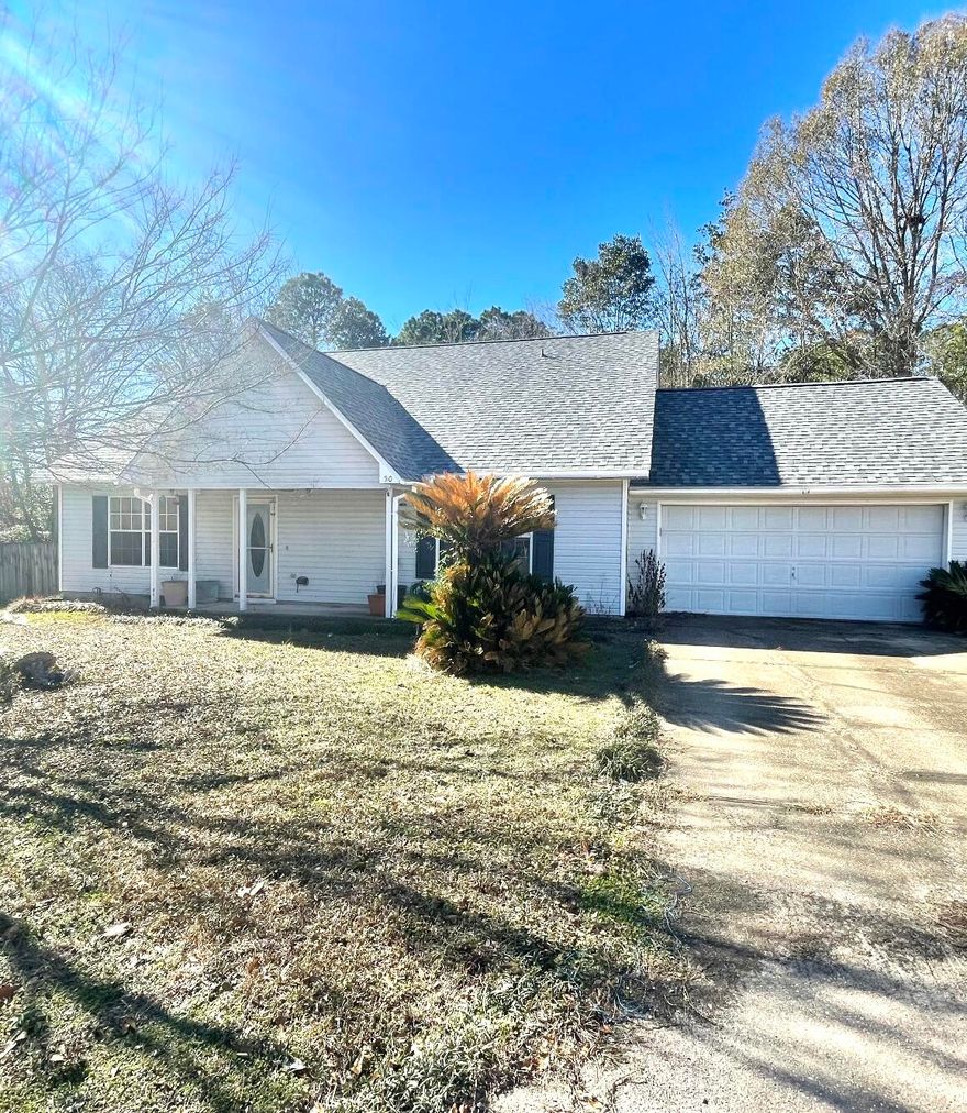 Enchanting home conveniently located in a cul de-sac within a few miles of restaurants, schools, shopping and military bases. Spacious living area with vaulted ceilings and wood vinyl flooring. Large kitchen with lots of cabinet space and a pantry. This home features a split floor plan with the master bedroom downstairs. Master bath has double vanity. Tile flooring in kitchen and bathrooms. Only carpets in the bedrooms. There is a deck in the backyard. New roof was installed in July 2020 and water heater 2021.