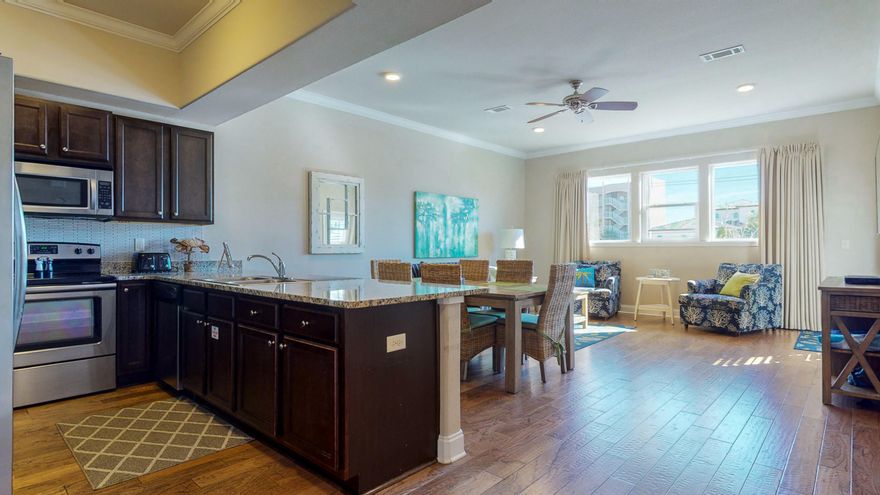 Beautiful 3 bedroom 2 bath condo in sought after Alerio Condominiums. Hardwood floors, stainless steel appliances, granite countertops, separate shower & garden tub in master. This condo is move in ready and comes fully furnished! Headed to the beach with chairs, bags & cooler? No problem, hop in the elevator and you are just steps away from the private deeded beach access! This unit is in the most desirable building - Building C. After a long day at the beach enjoy all the amenities Alerio has to offer! Heated pool, hot tub, bbq pit & lounging area! Schedule a showing today! Or for instant access tour this property NOW virtually! Copy and paste this link into your browser: https://my.matterport.com/show/?m=dvjz5iRDG93&mls=1