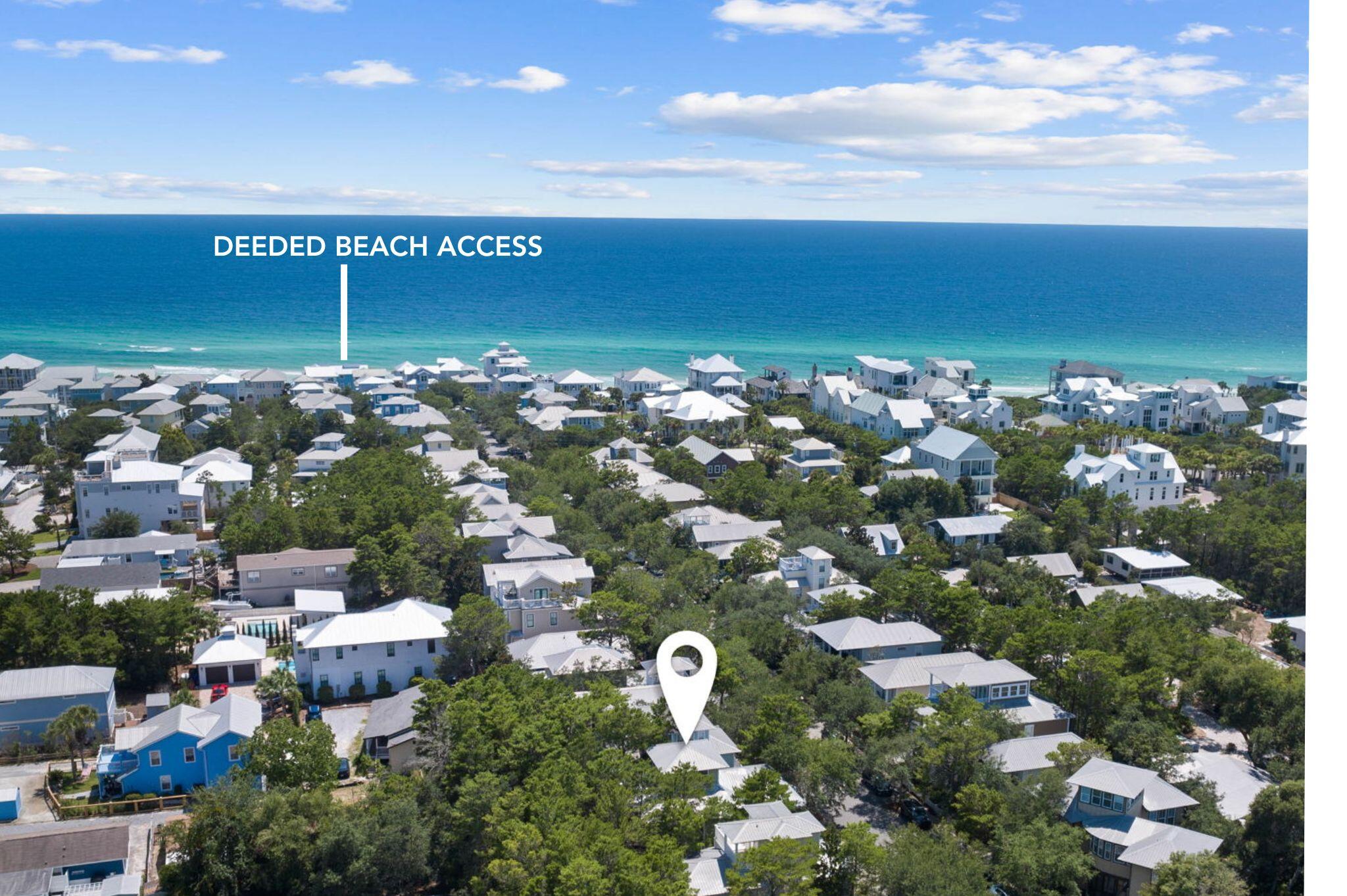 This charming coastal retreat South of 30A was just remodeled and offers DEEDED BEACH ACCESS and strong rental history with over $135K in income for 2023 & over $140K in 2022 with fabulous reviews! A welcoming front porch is tucked behind the oak and pine lined street just steps away from the private beach access and gulf-side pools making the 4-minute walk to the sand pleasurable even on the hottest days. The first floor is flooded with natural light showcasing the soaring 10' ceilings flanked with new European Oak hardwoods, and a beautifully curated color palette.