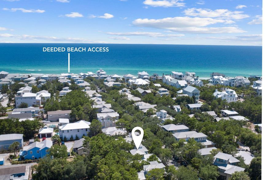This charming coastal retreat South of 30A was just remodeled and offers DEEDED BEACH ACCESS and strong rental history with over $135K in income for 2023 & over $140K in 2022 with fabulous reviews! A welcoming front porch is tucked behind the oak and pine lined street just steps away from the private beach access and gulf-side pools making the 4-minute walk to the sand pleasurable even on the hottest days. The first floor is flooded with natural light showcasing the soaring 10' ceilings flanked with new European Oak hardwoods, and a beautifully curated color palette.