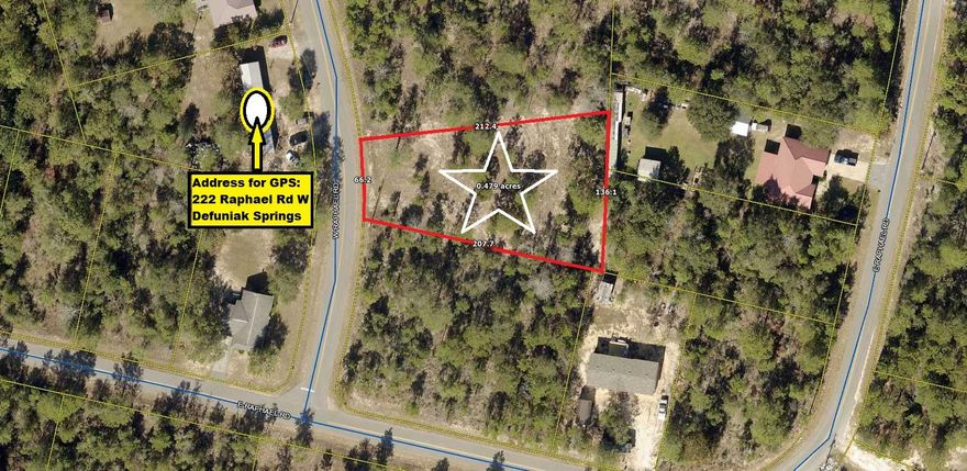 Great buy on this apx.1/2 acre mostly cleared lot (seller has left some select trees) on paved road in Defuniak Springs. Manufactured homes are allowed and new home construction going on throughout the area. W Raphael is located just off Oakwood Lakes Blvd, which is a desirable area convenient to town, schools, shopping and dining. This lot is ready to build on and there are two rows of muscadine grapes planted towards the back property line. Electric runs down the street;  Public water and natural gas are available in this area (tap/hookup fees would need to be paid); Septic tank would be required.  Survey available!