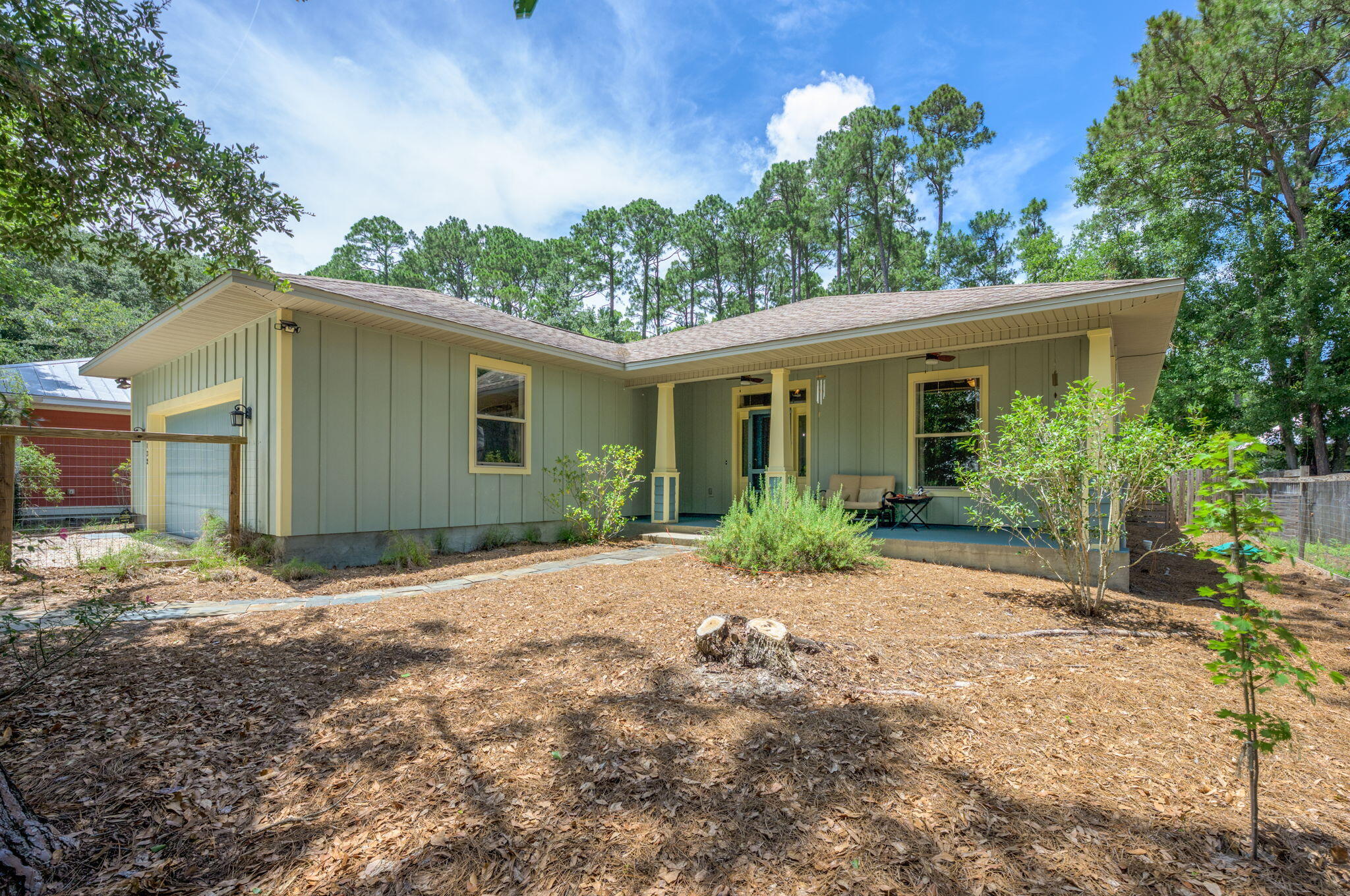 Welcome to 132 Chrysler Avenue -- a serene retreat in the highly sought-after Port Washington area of Santa Rosa Beach. This spacious, single-level home offers the perfect blend of privacy, comfort, and coastal charm. Step out onto the expansive screened-in back porch spanning the entire width of the home--ideal for relaxing, dining, or entertaining while overlooking the huge backyard and stargazing from the hot tub.Enjoy the peace and quiet of a property that backs up to a vacant lot, just two blocks from public access to the beautiful Choctawhatchee Bay. Inside, you'll find a light-filled open-concept living, dining, and kitchen area, perfect for everyday living and gatherings. The primary suite boasts a walk-in closet, jetted tub, and separate shower, while the two generous guest bedrooms are good sized and share a bathroom with a walk in shower. Yard is fenced. 2 Car attached garage is oversized with sink and plenty of room for a small workshop area. Bay access is just one block away with steps going to the water and seating area.