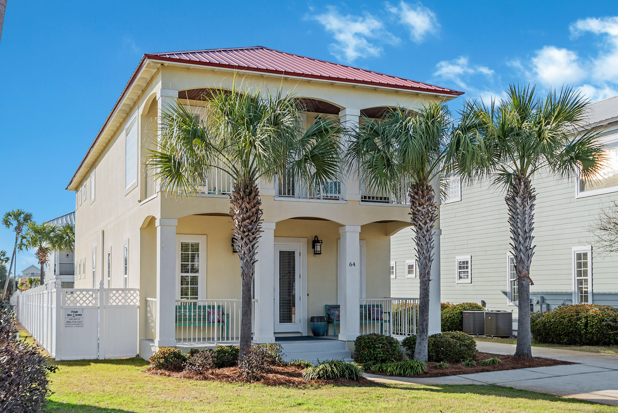 LOCATION LOCATION LOCATION! Expansive Mediterranean style home, less than 300 ft from the Tarpon St Beach Access on the east side of Crystal Beach.  Rare to find the combination of size, location, and layout of this 9-bedroom home, which makes it your perfect vacation getaway and a lucrative income property.  This turnkey rental has 2022 gross rental revenue projections of over $308,000: $229,000 on the books as of 2/14/2022.  This Home is in Flood Zone X, NOT in a Cobra Zone, and NOT in an HOA.  A fantastic income-making opportunity- the perfect Vacation Oasis!The main house includes 5 bedrooms and 4 1/2 baths, with an additional 4 bedrooms and 2 full bathrooms in the Carriage House, making it ideal for large reunions or families that enjoy their privacy.