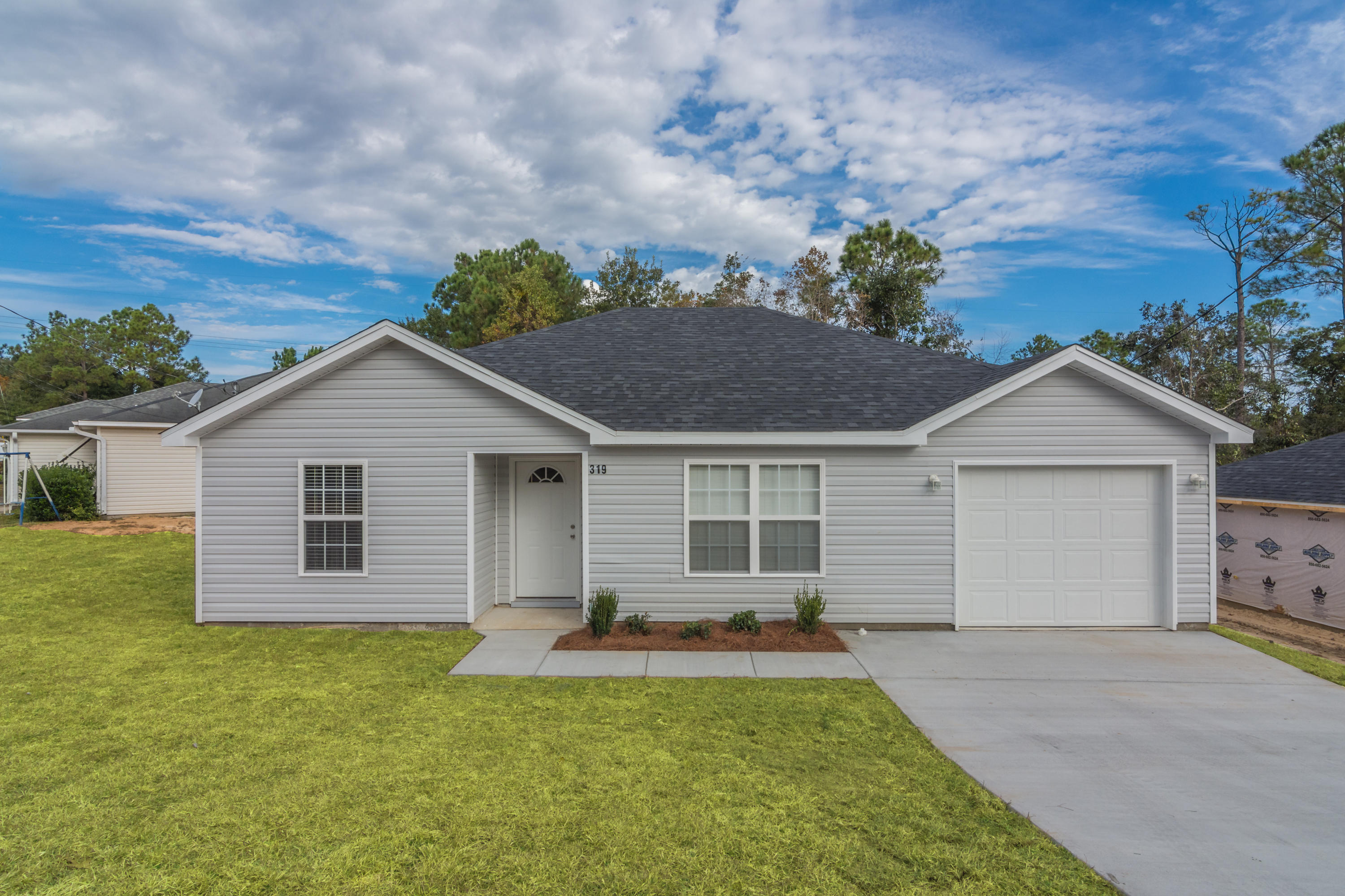 LOCATION LOCATION LOCATION!!! Brand new construction 3 bedroom 2 bath, vinyl siding with with tile in the kitchen and baths and carpet in the bedrooms and living room. An affordable home you can be proud of that sits south of I-10 letting you avoid the Crestview traffic snarls. Approximately 10 minutes to 7th Special Forces & Duke Field and 15 mts to Eglin AFB. Very close to Antioch Elementary School, Grocery stores, & restaurants.