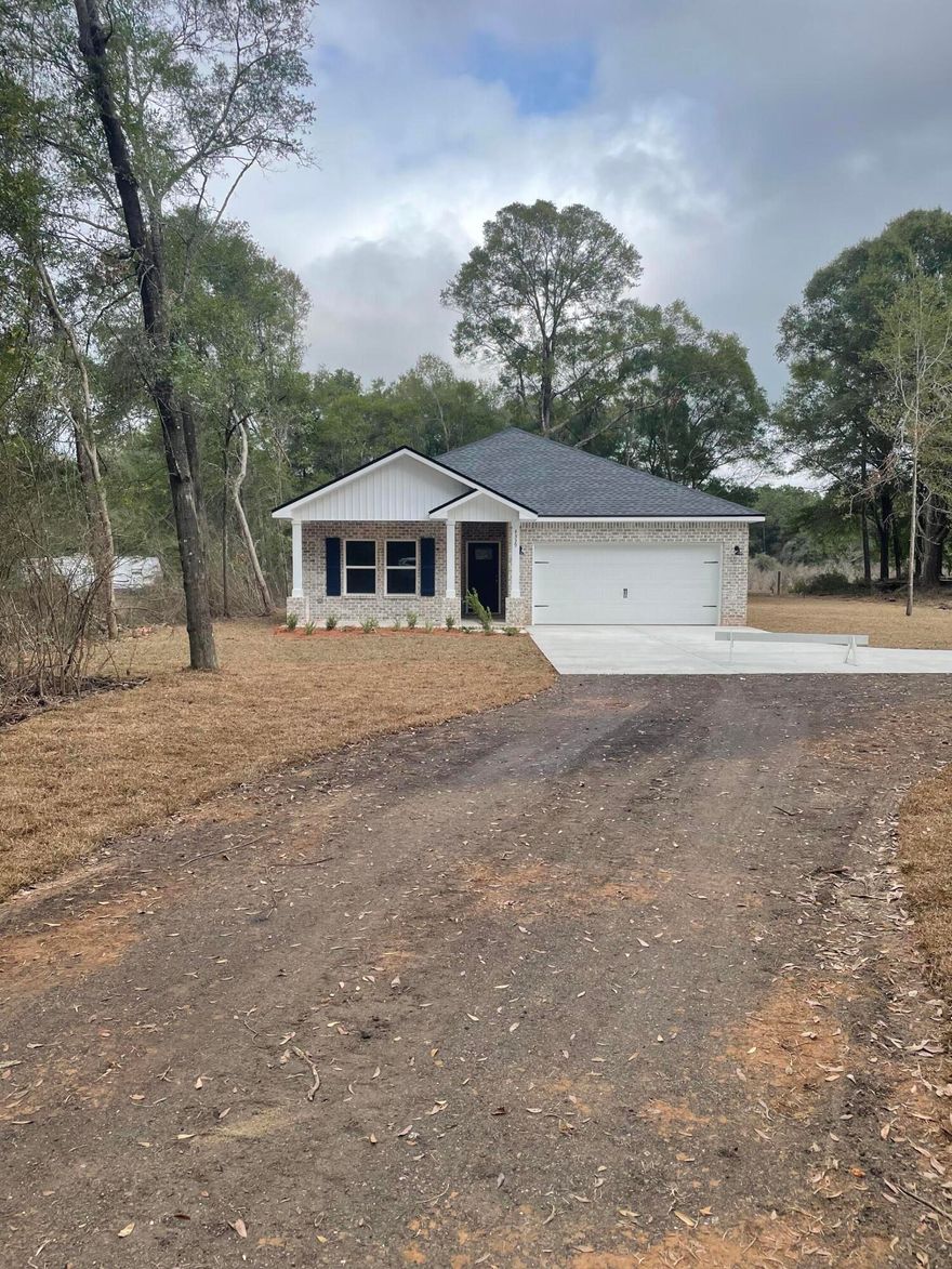 EASY ACCESS TO I-10 EAST OR WEST - BRAND NEW ON FULL ACRE - All brick home ready in January.  ''Maybelle'' floor plan offers front and rear porches for relaxing, split bedroom design. luxury vinyl plank flooring in common areas, carpet in bedrooms.  Raised ceilings in family room with recessed lighting - open to kitchen/dining area.  Work island w/bar seating, white shaker style cabinetry, quartz countertops, corner pantry.  Owner's bath has double vanities, linen storage, shower only + walk-in closet.  Finished garage.  Seller will contribute up to $10,000 towards closing costs and/or prepaids and/or rate buydown (restrictions apply).  Photos of similar completed home, elevation, interior/exterior colors will vary.  Call for more details.